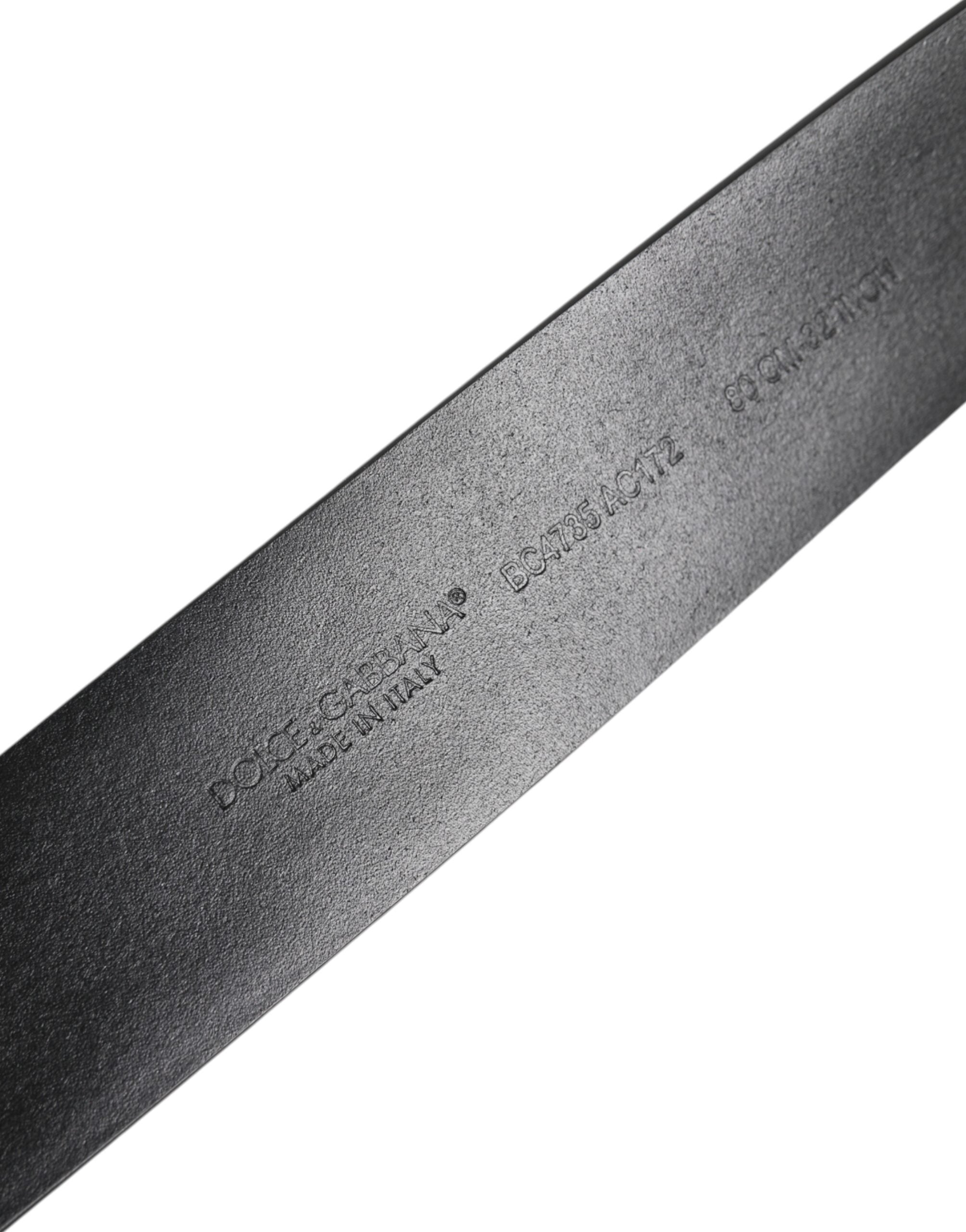 Black Leather Studded DG Metal Buckle Belt