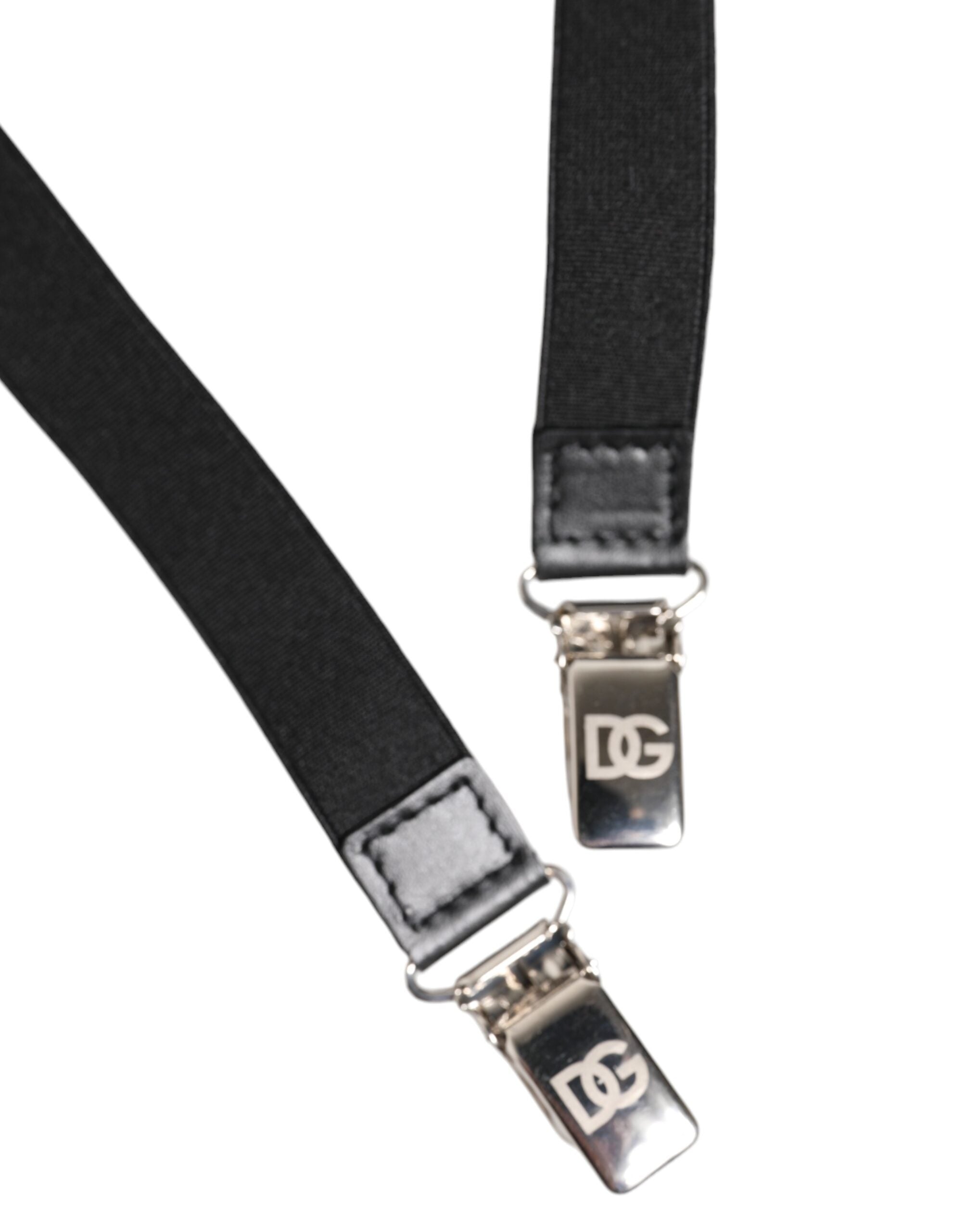 Black Leather Logo Wide Waist Belt Suspender
