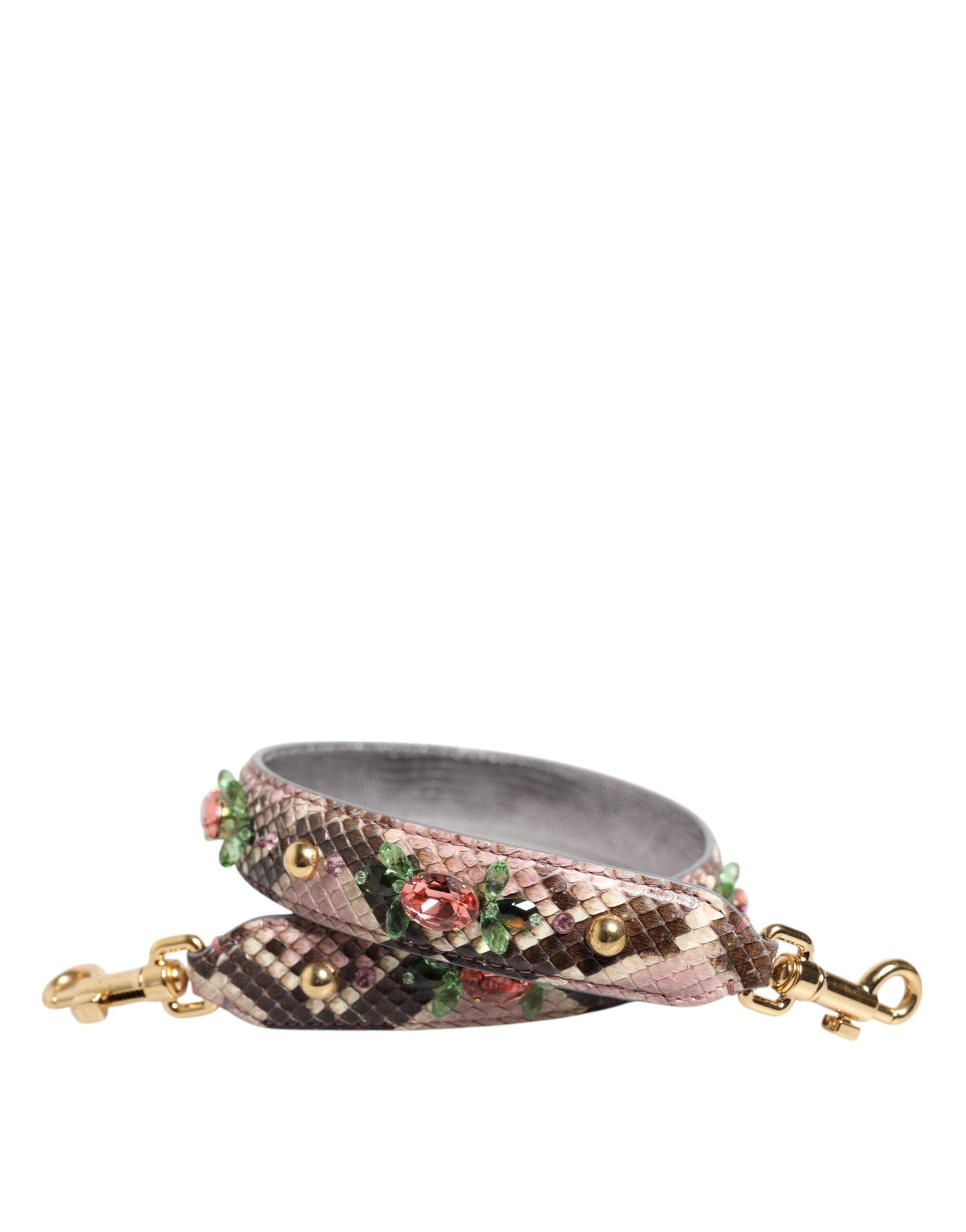 Multicolor Python Embellished Crystal Stud Shoulder Strap