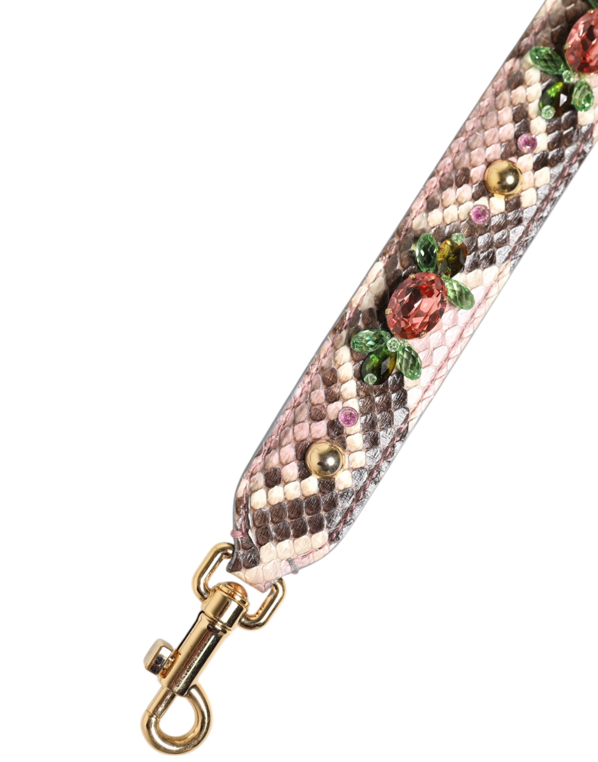 Multicolor Python Embellished Crystal Stud Shoulder Strap