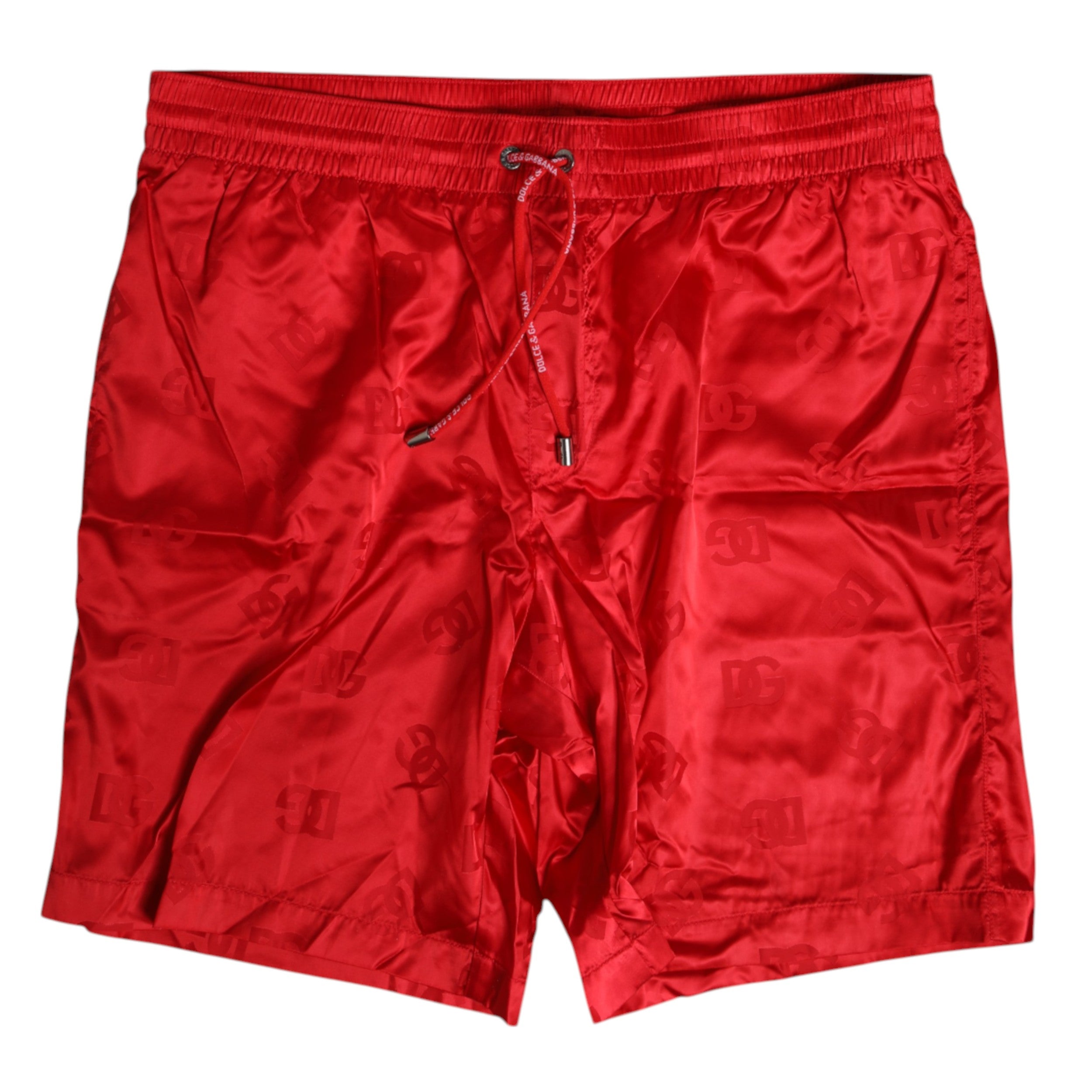 Red Nylon Drawstring Beachwear Shorts Swimwear