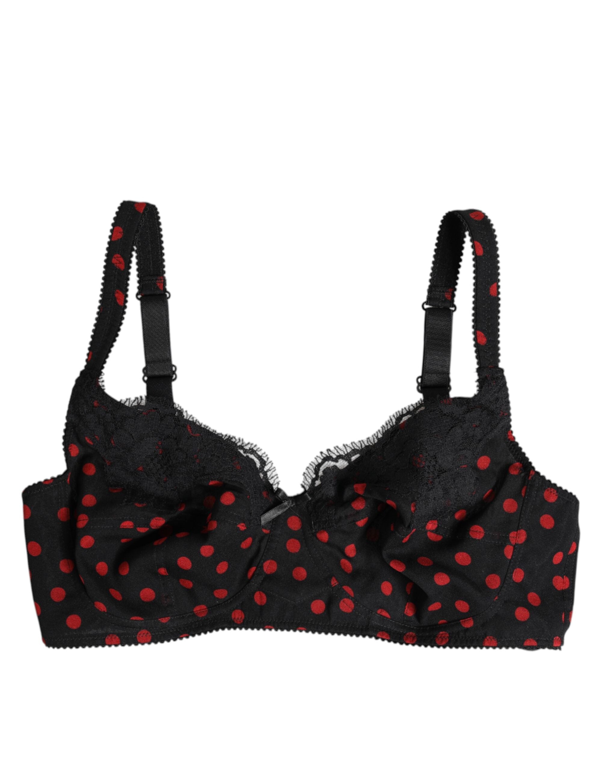 Black Red Polka Dot Underwired Balconette Underwear