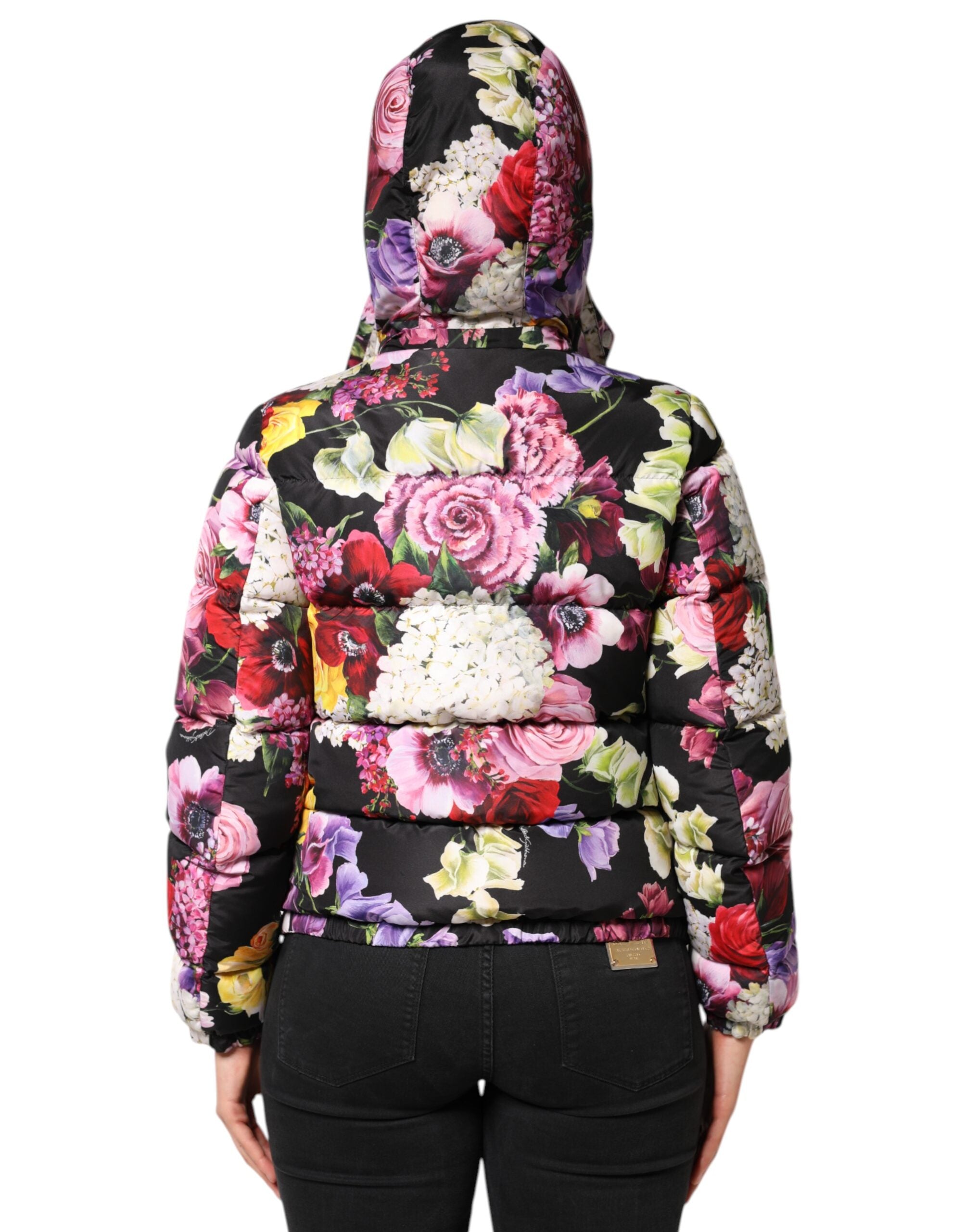 Multicolor Floral Hooded Puffer Quilted Jacket