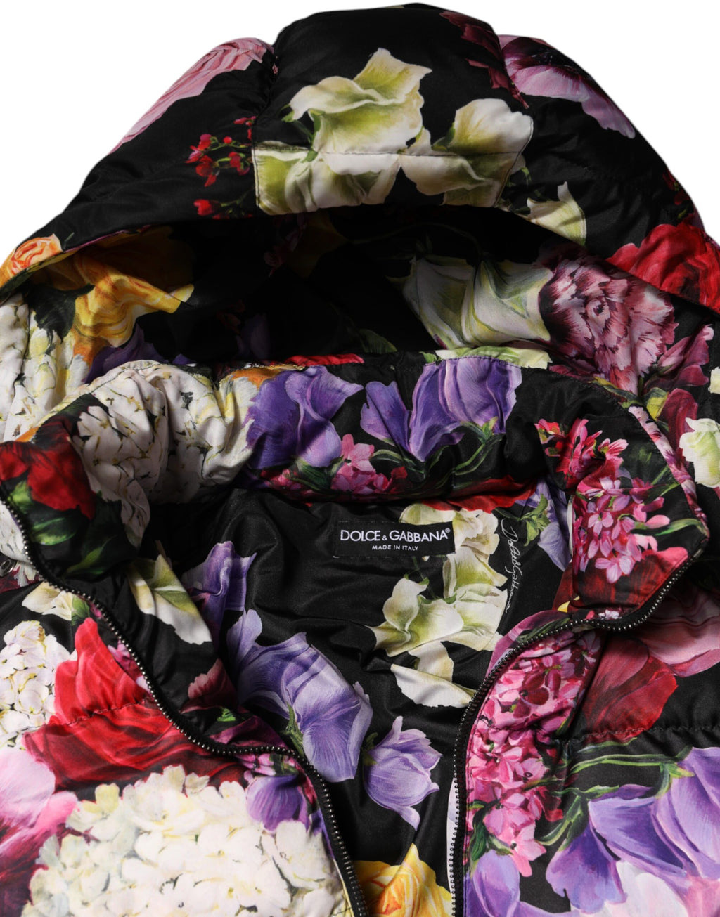 Multicolor Floral Hooded Puffer Quilted Jacket