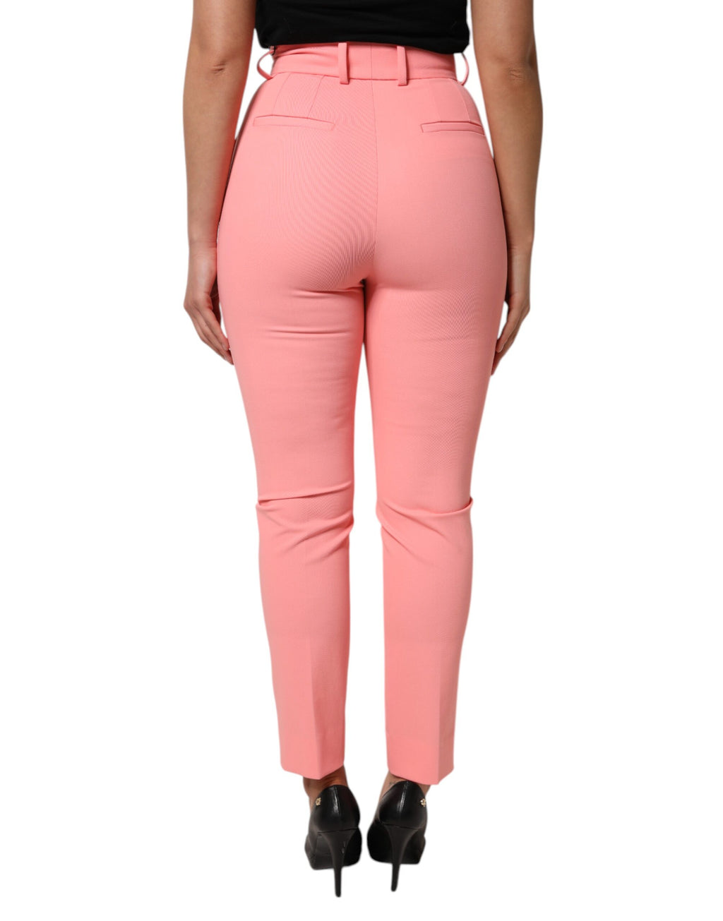 Pink High Waist Dress Tapered Pants