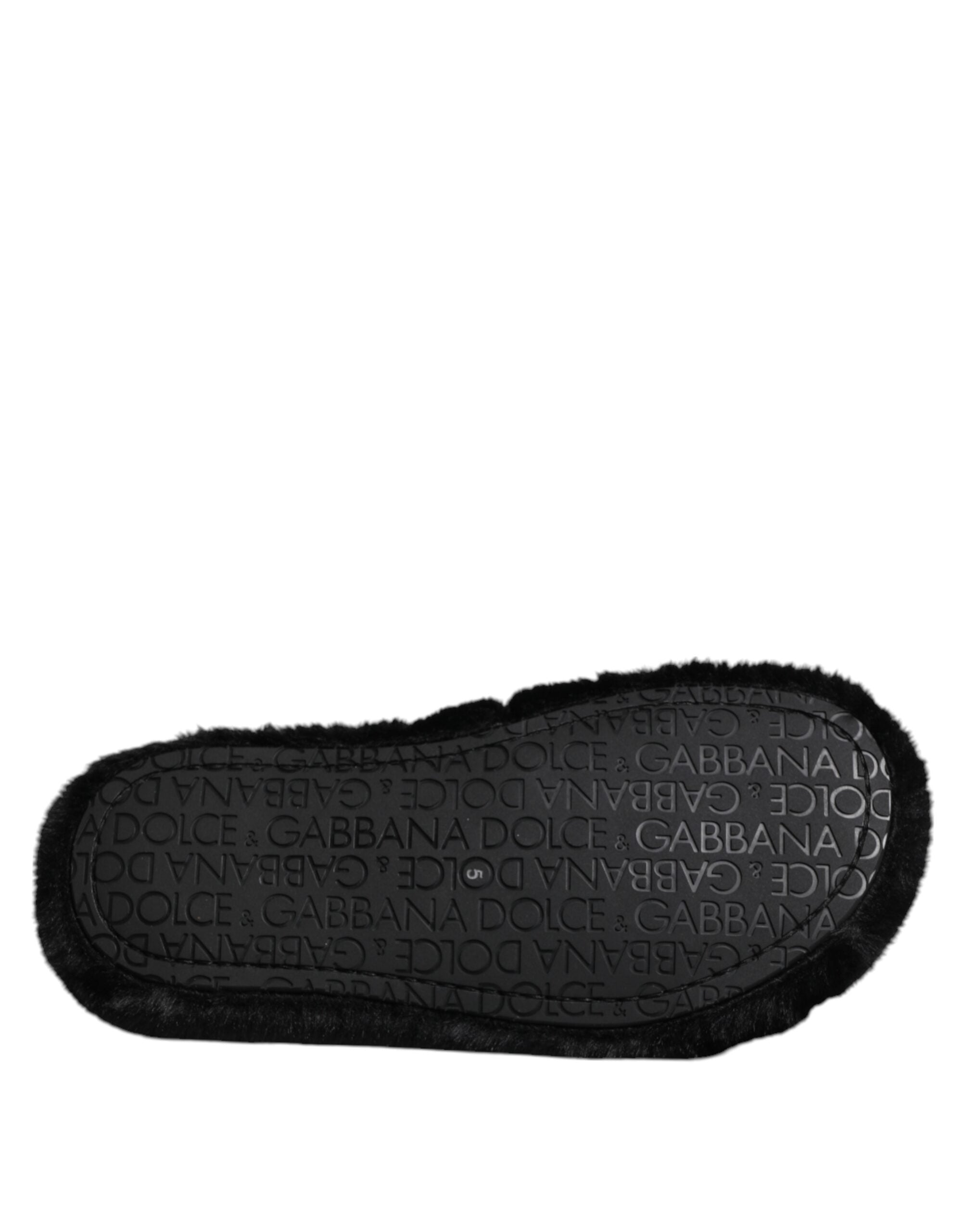 Black Polyester Velvet Slides Slipper Shoes