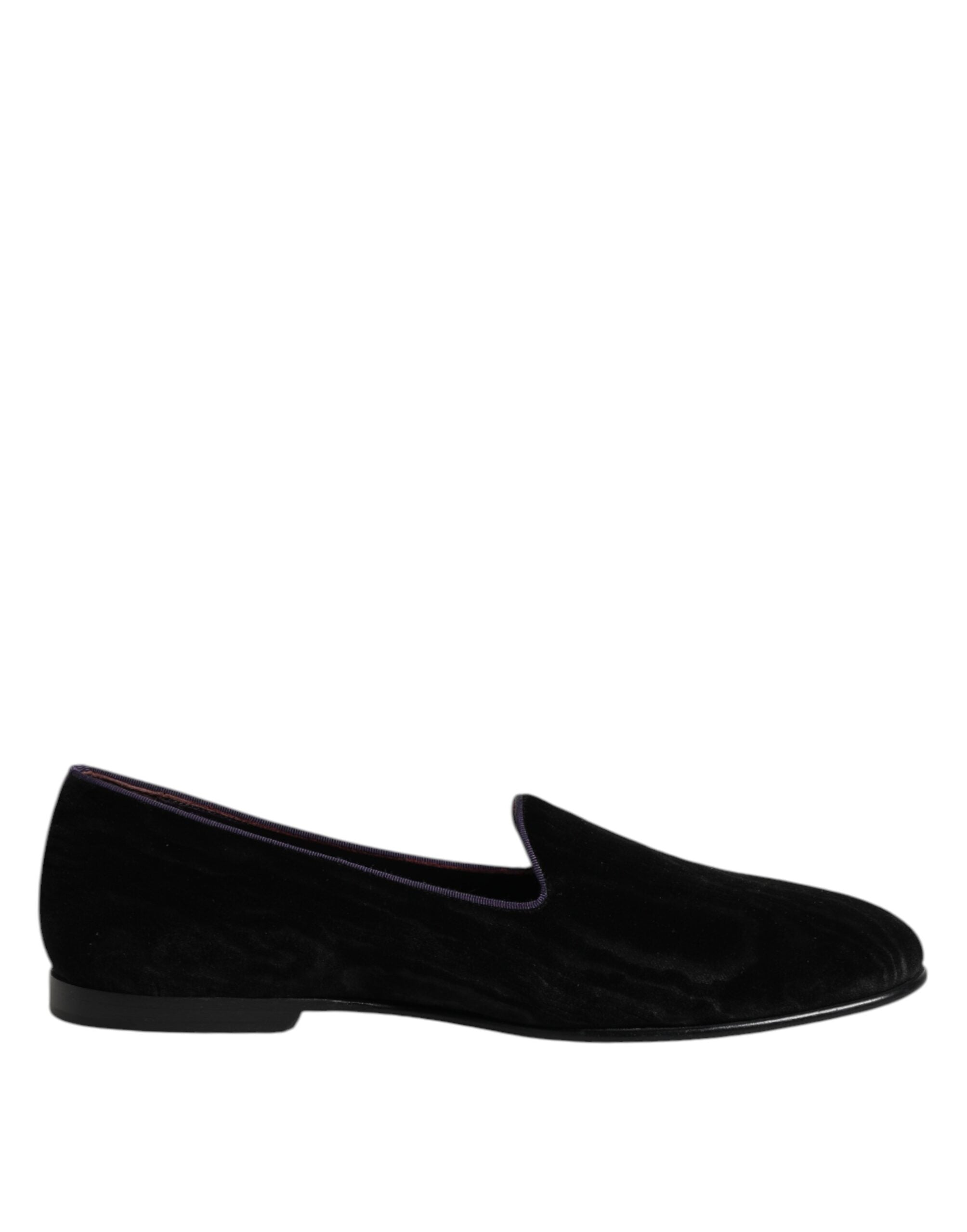Black DG Crown Embroidery Loafers Slip On Shoes