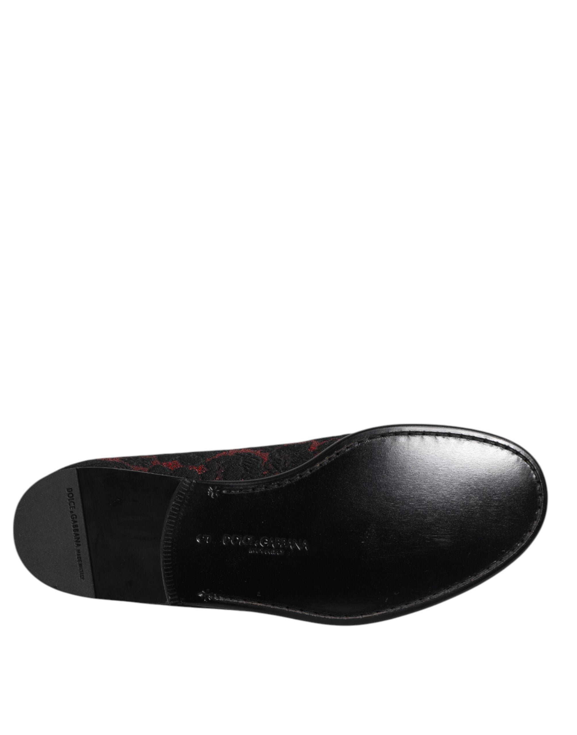 Red Black Jacquard Slip On Men Loafers Shoes