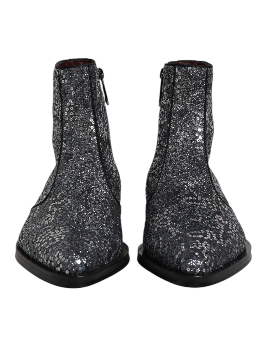 Dark Gray Cotton Sequined Chelsea Boots Shoes