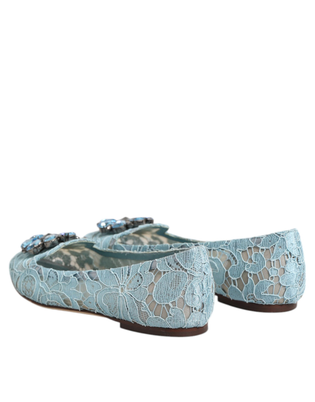 Blue Lace Crystal Ballet Flats Loafers Shoes