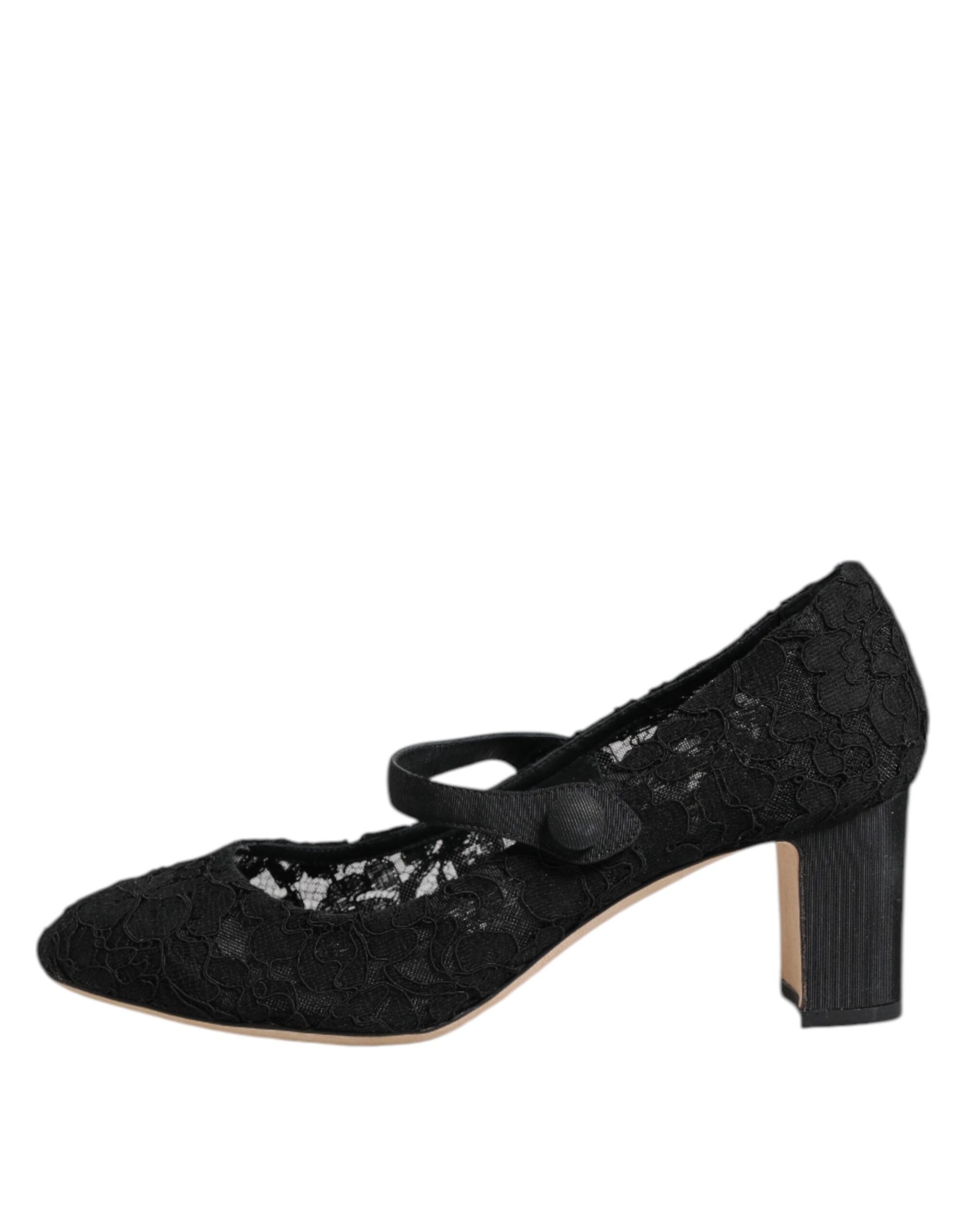 Black Mary Jane Taormina Lace Pumps Shoes