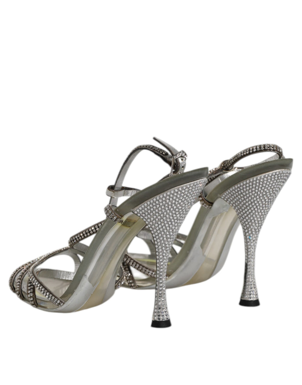 Silver Strass Ankle Strap Heels Sandals Shoes