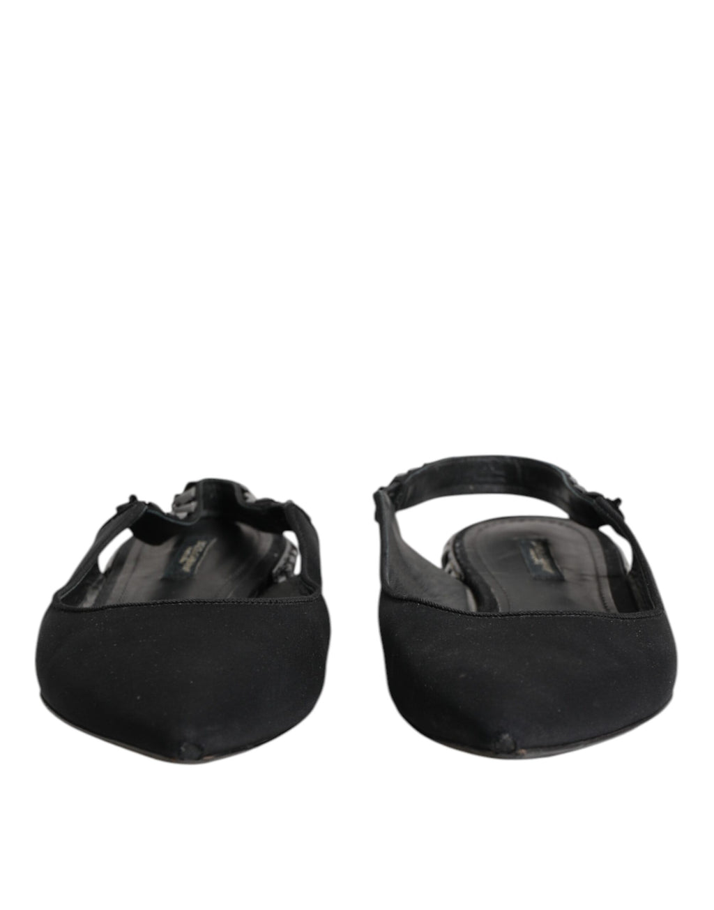 Black Crystal Charmeuse Slingback Shoes