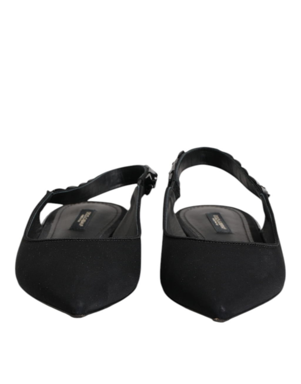 Black Crystal Charmeuse Slingback Shoes