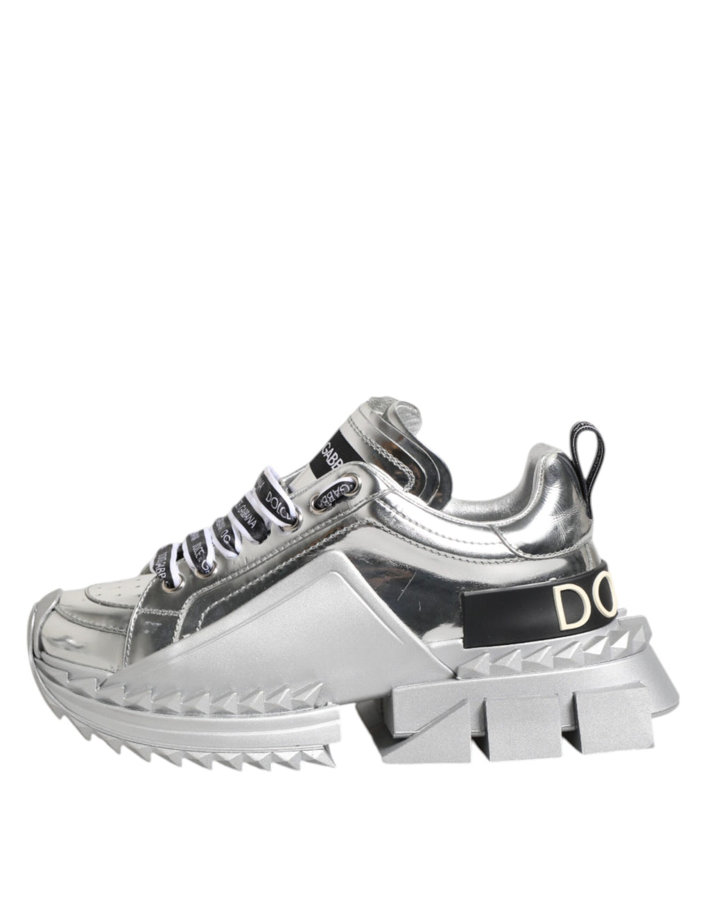 Silver Leather Super Queen Sneakers Shoes