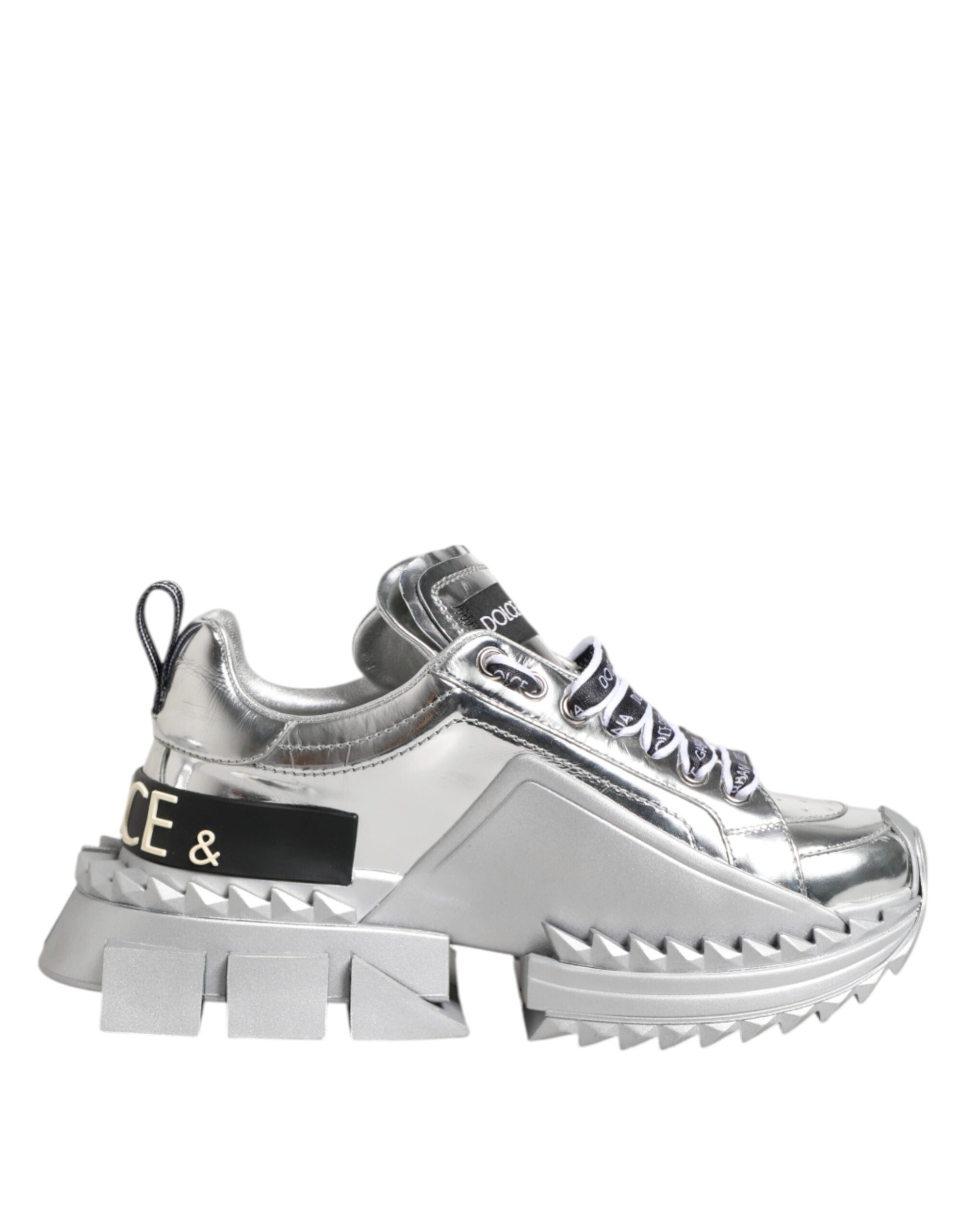 Silver Leather Super Queen Sneakers Shoes