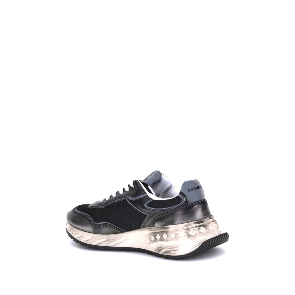 Dsquared² Black Calf Leather Bos Taurus Athletic Sneakers