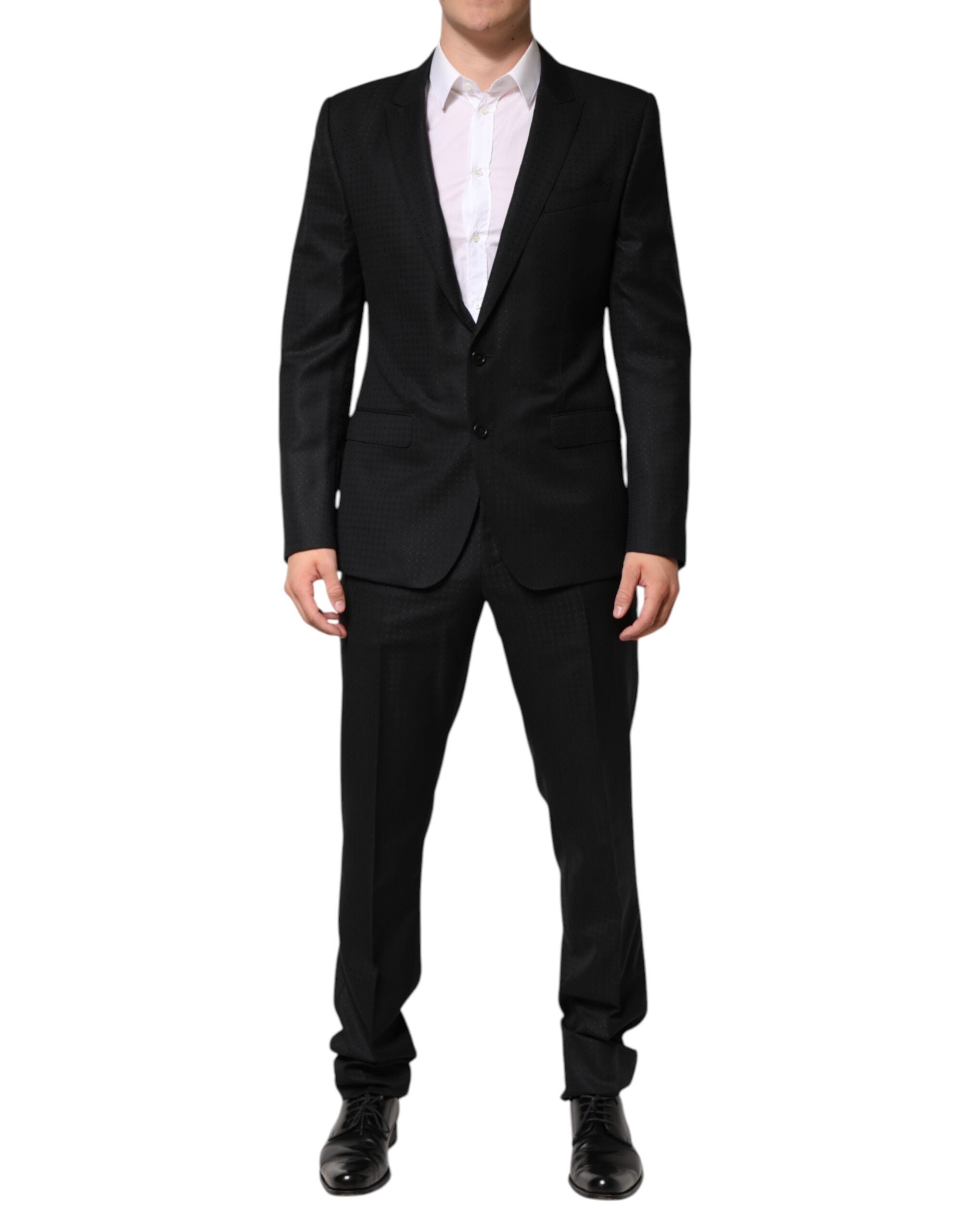 Black Jacquard Single Breasted 2 Piece Suit
