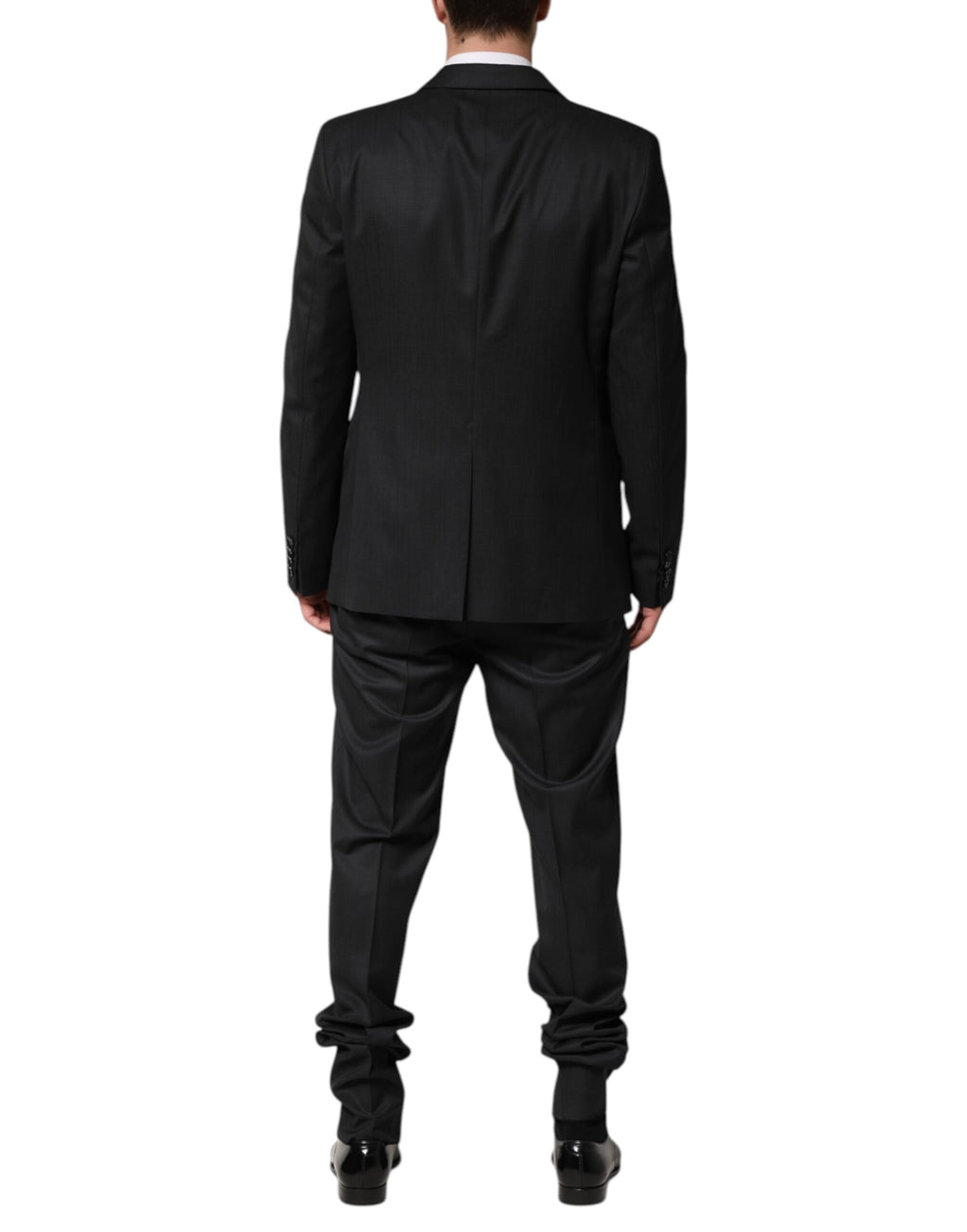 Dark Gray Wool Single Breasted 2 Piece Suit