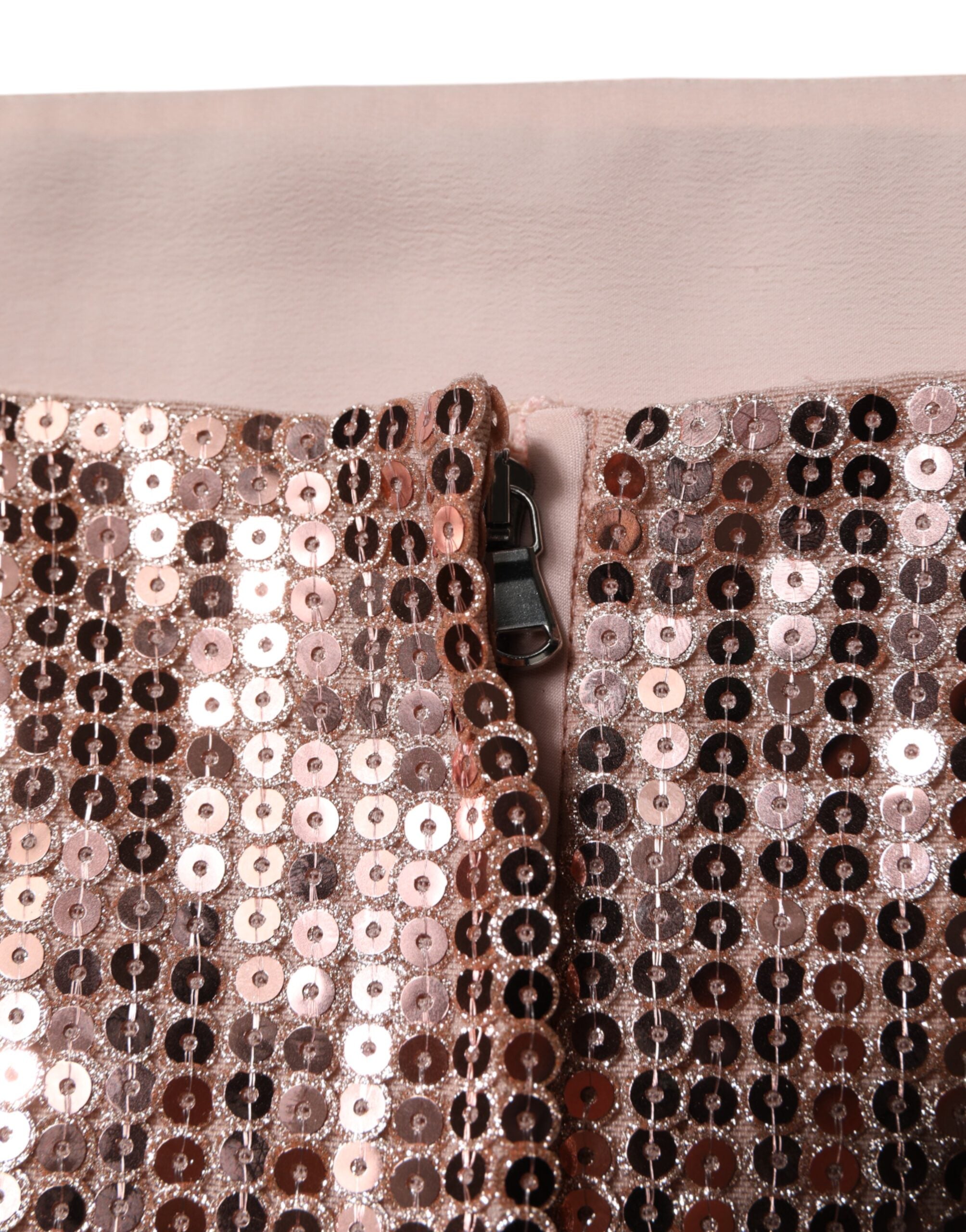 Pink Sequined Nylon Sleeveless Cropped Top