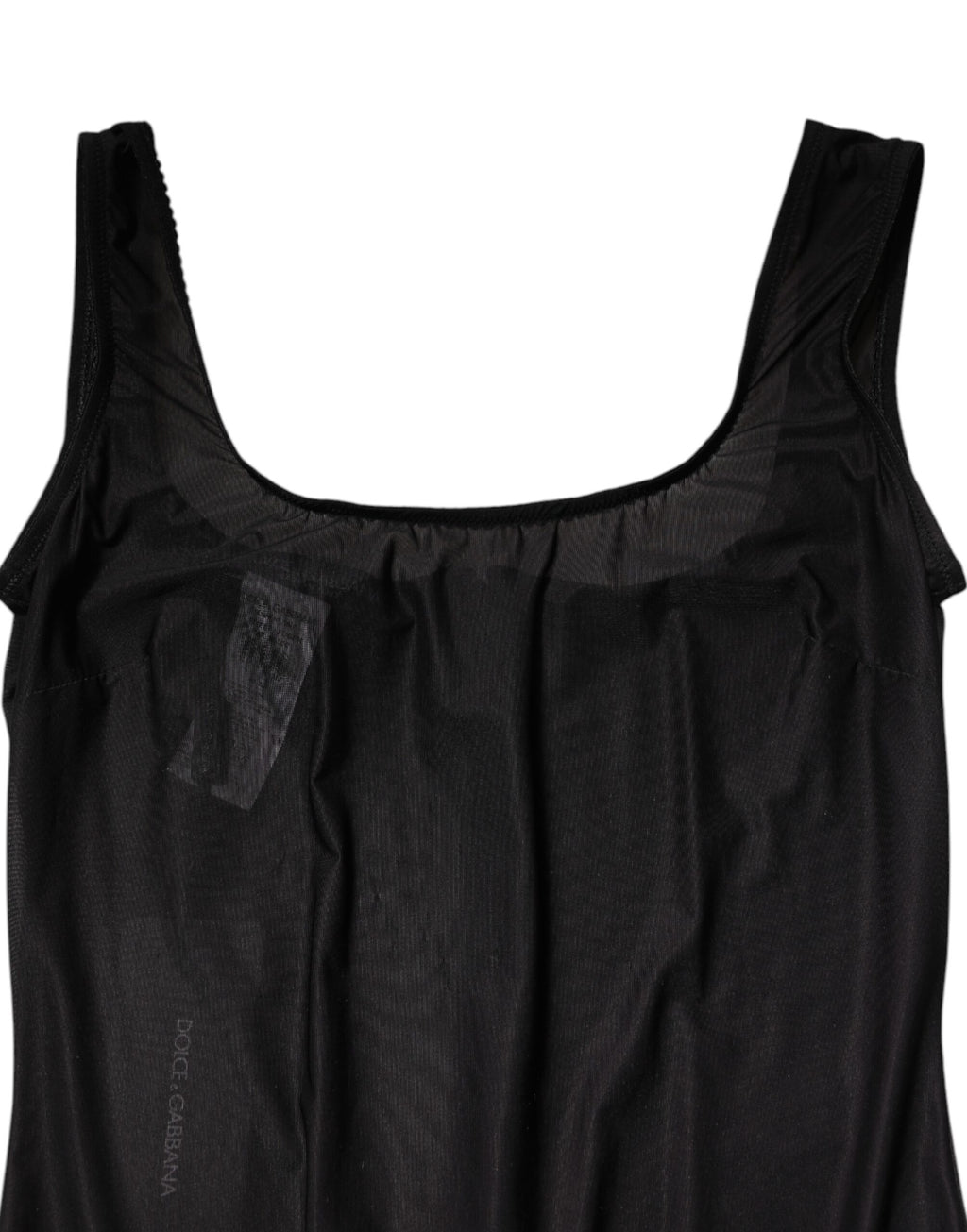 Black Nylon Sleeveless Round Neck Tank Top