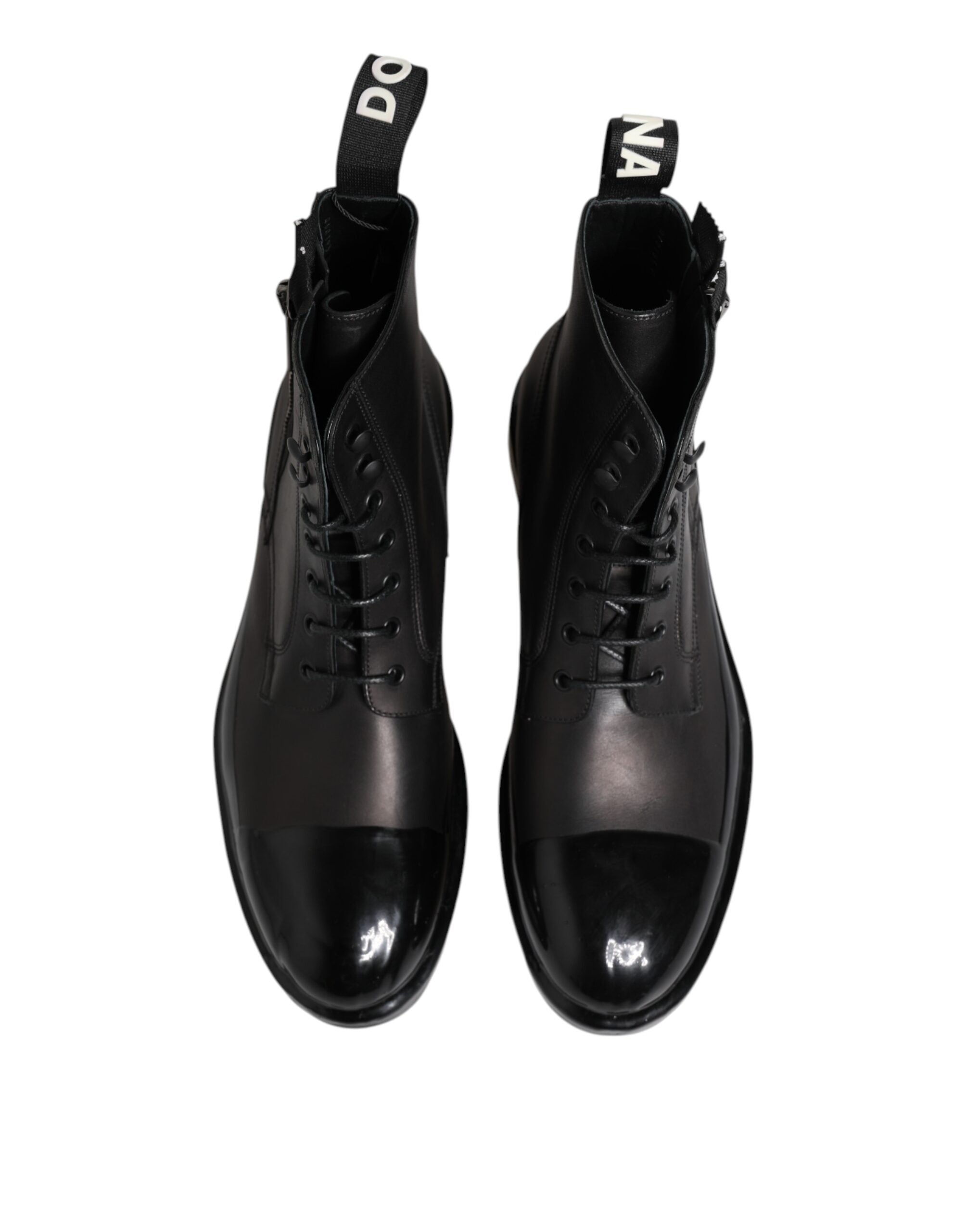 Brown Black Lace Up Mid Calf Men Boots Shoes