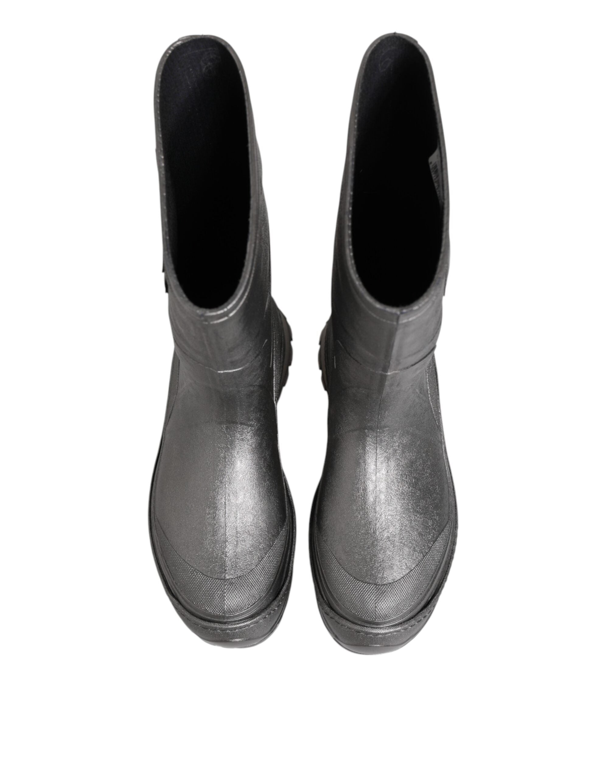 Metallic Silver Pull On Rain Boots Shoes