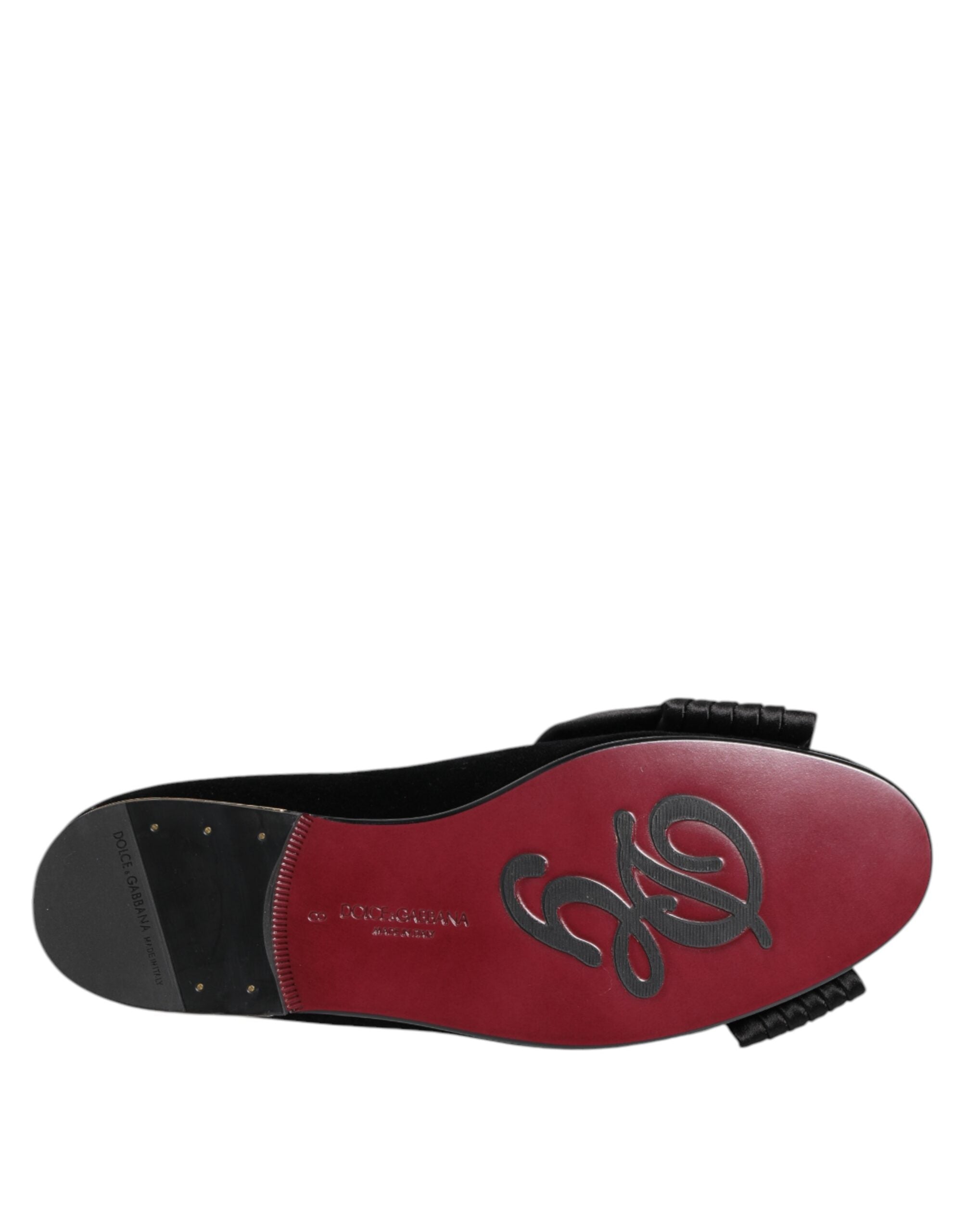 Black VATICANO Crystal Ribbon Slip On Shoes