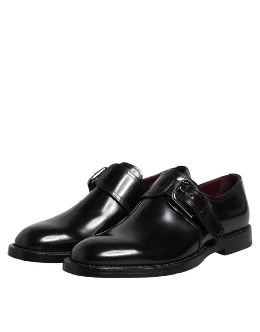 Black Leather Monk Strap Derby Formal Shoes