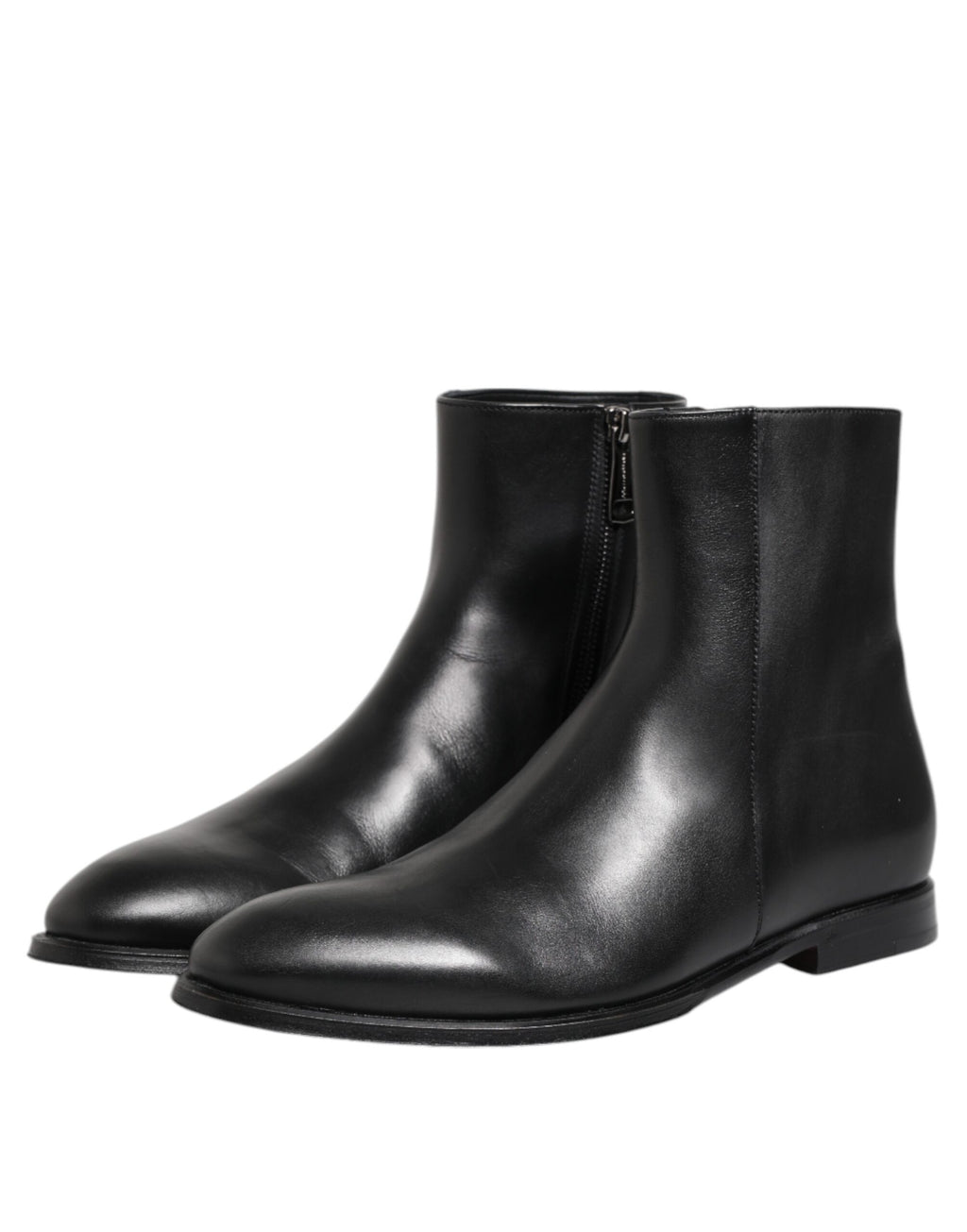 Black Leather Mid Calf Men Boots Shoes