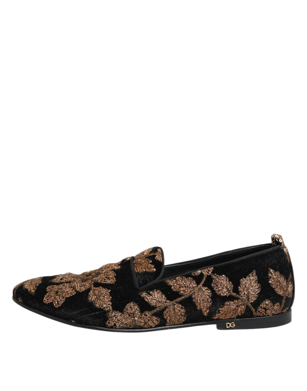 Black Floral Embroidery Men Loafers Shoes