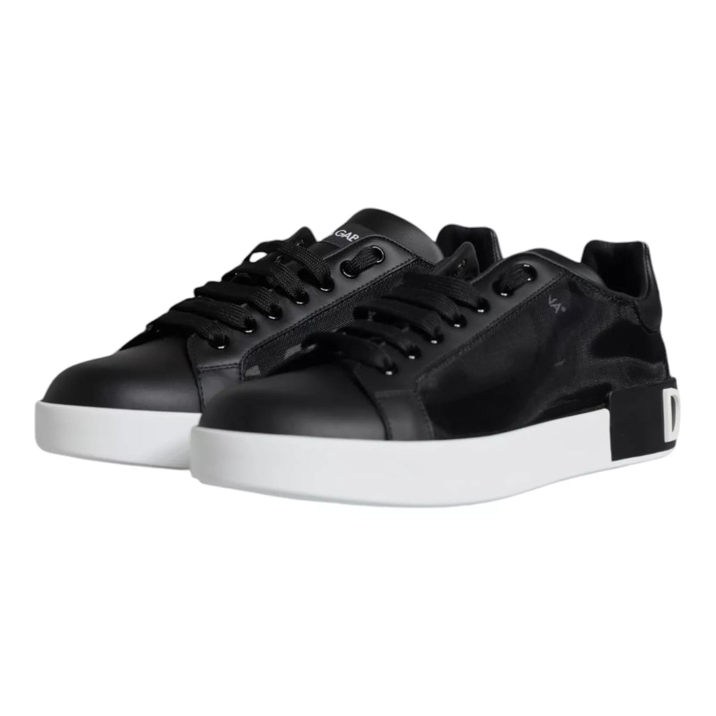 Black Calf Leather Portofino Sneakers Shoes