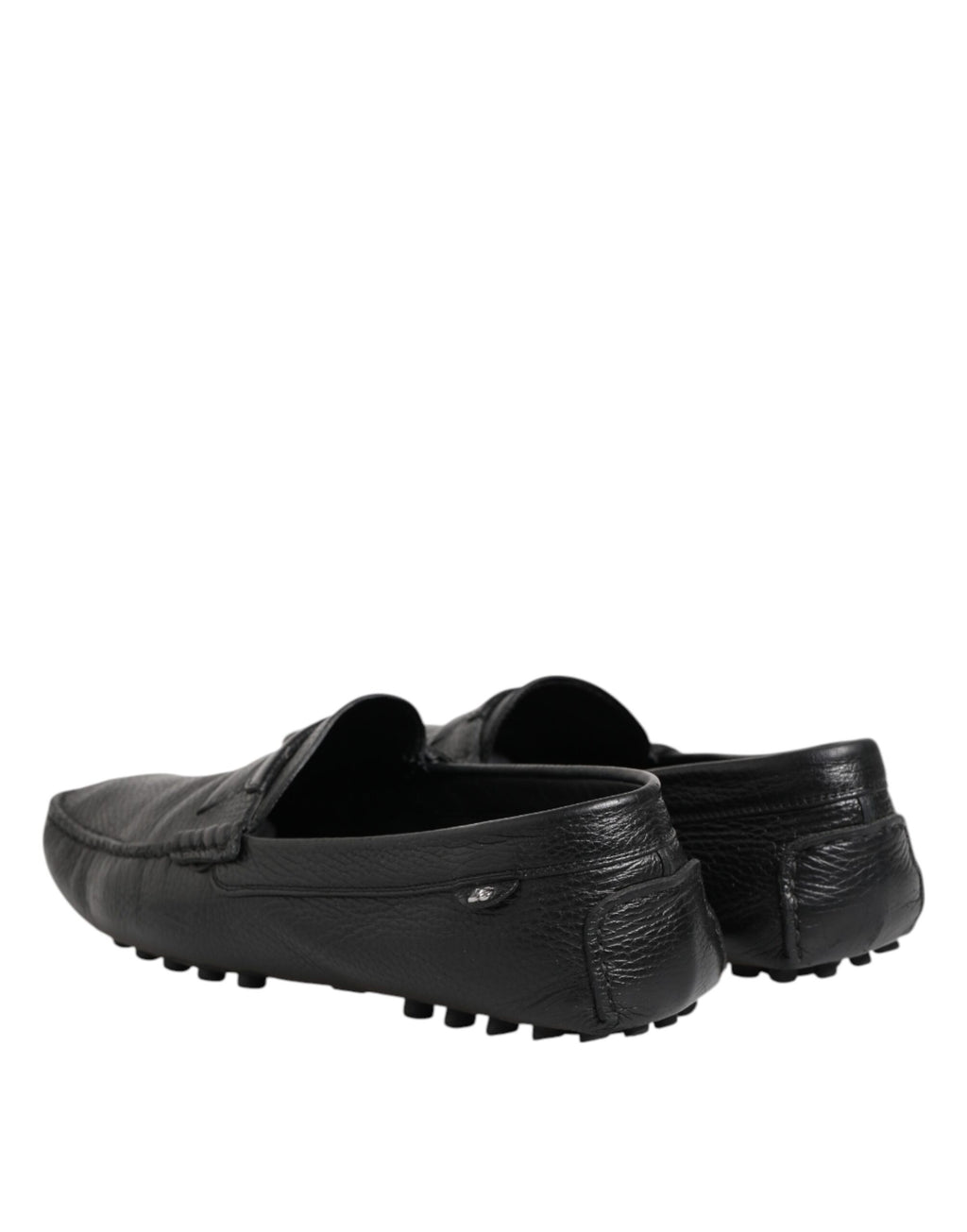 Black Leather Slip On Mocassin Loafer Shoes