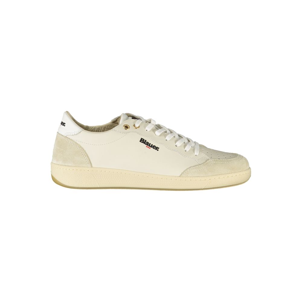 Blauer White Leather Men Sneaker