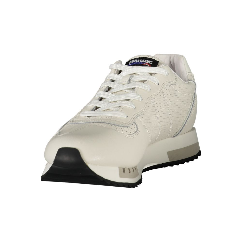 Blauer White Leather Men Sneaker