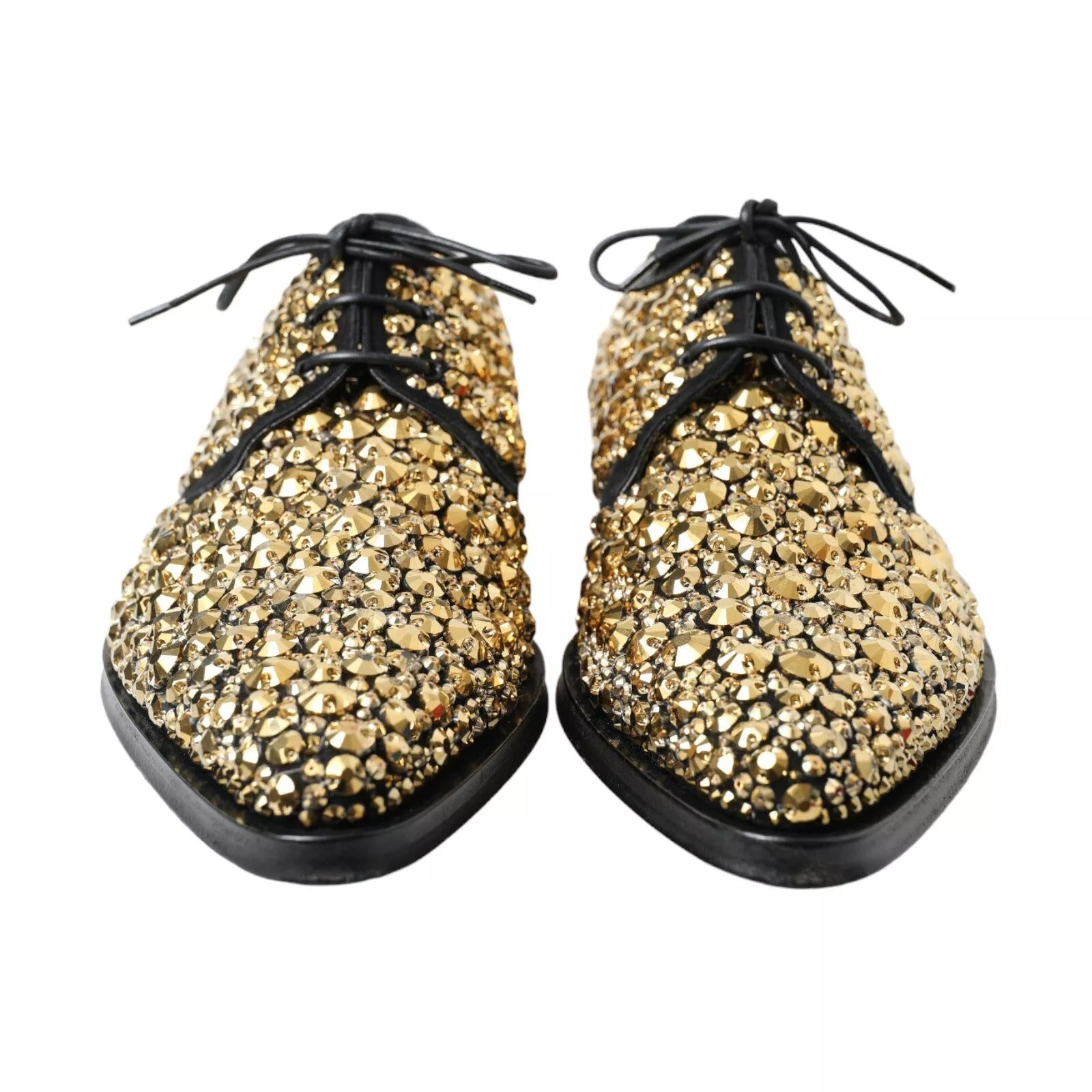 Black Gold Embellished Derby Shoes