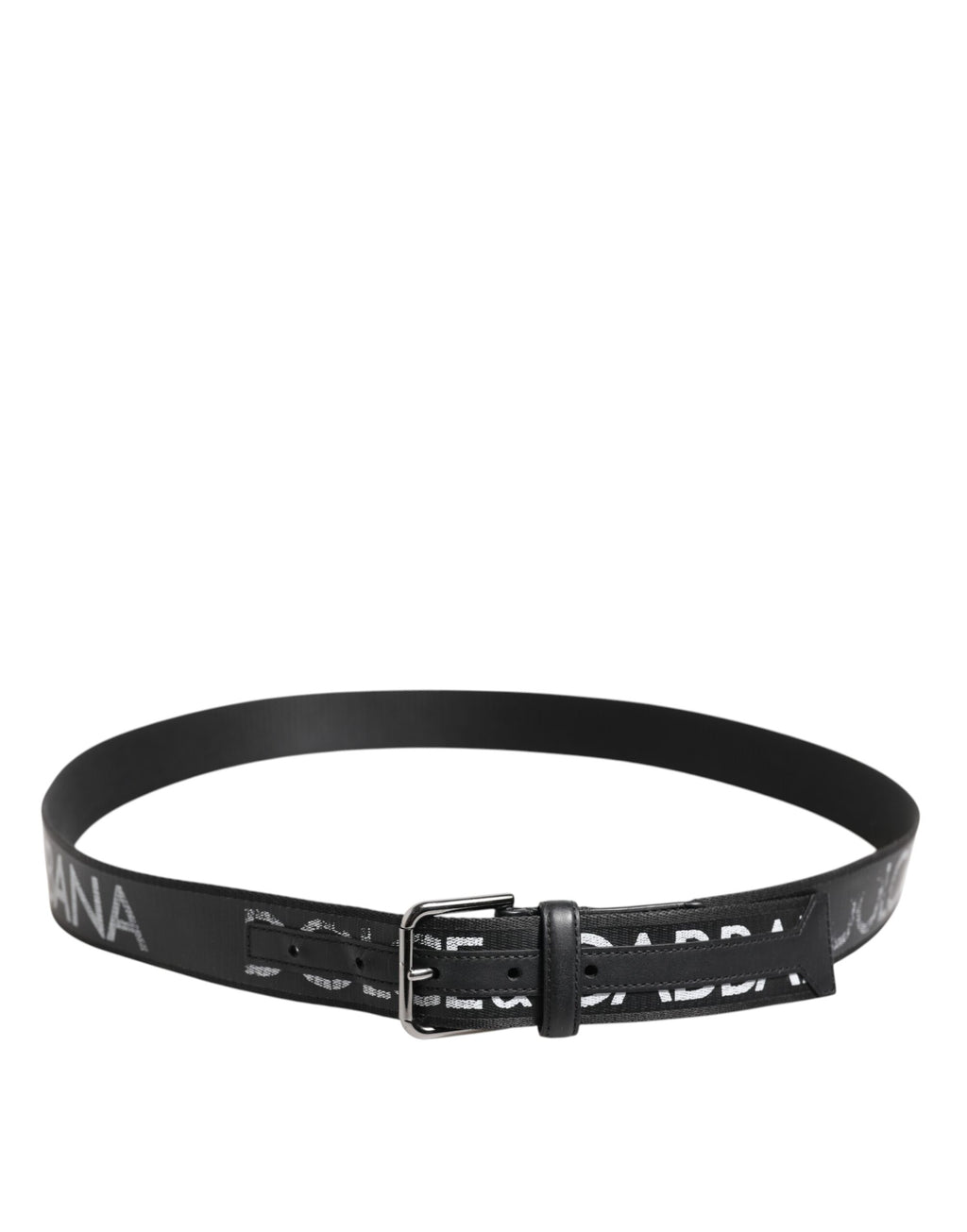 Black Polyester Leather Metal Buckle Belt