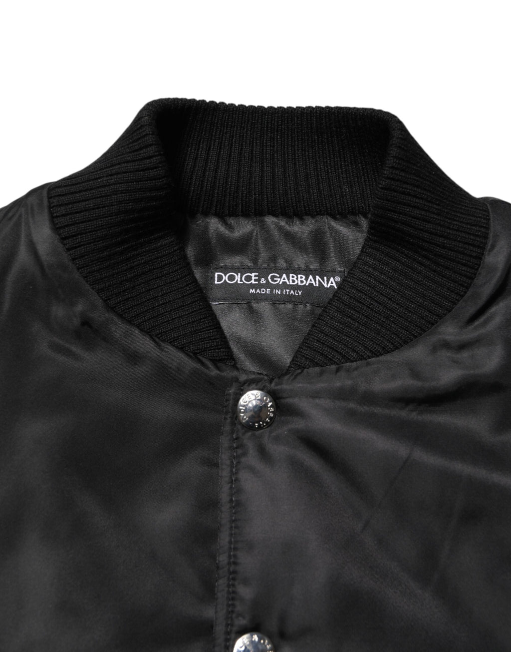 Black Polyester Logo Plaque Bomber Jacket