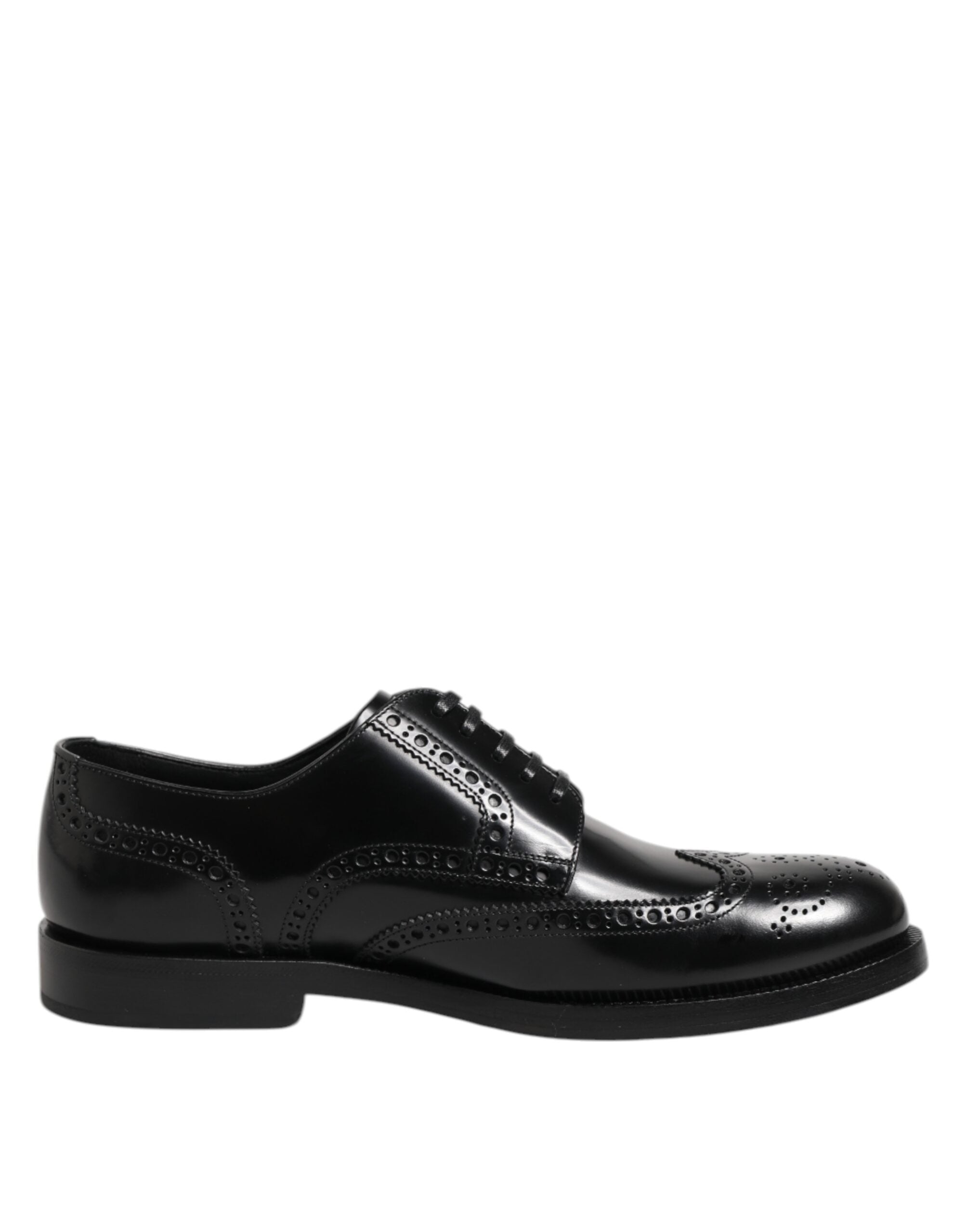 Black Leather Derby Wingtip Formal Shoes