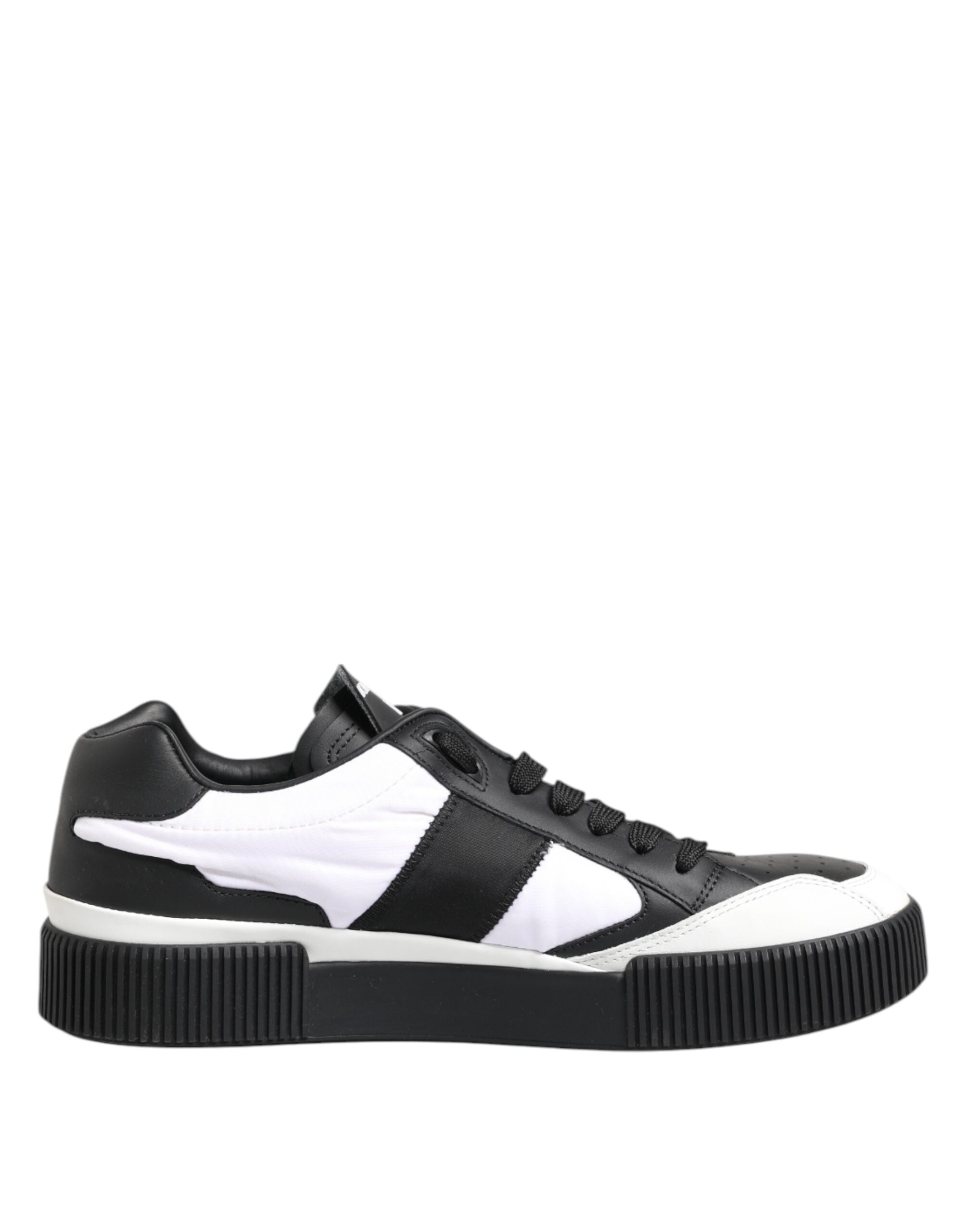 Black White Leather MIAMI Low Top Sneakers Shoes