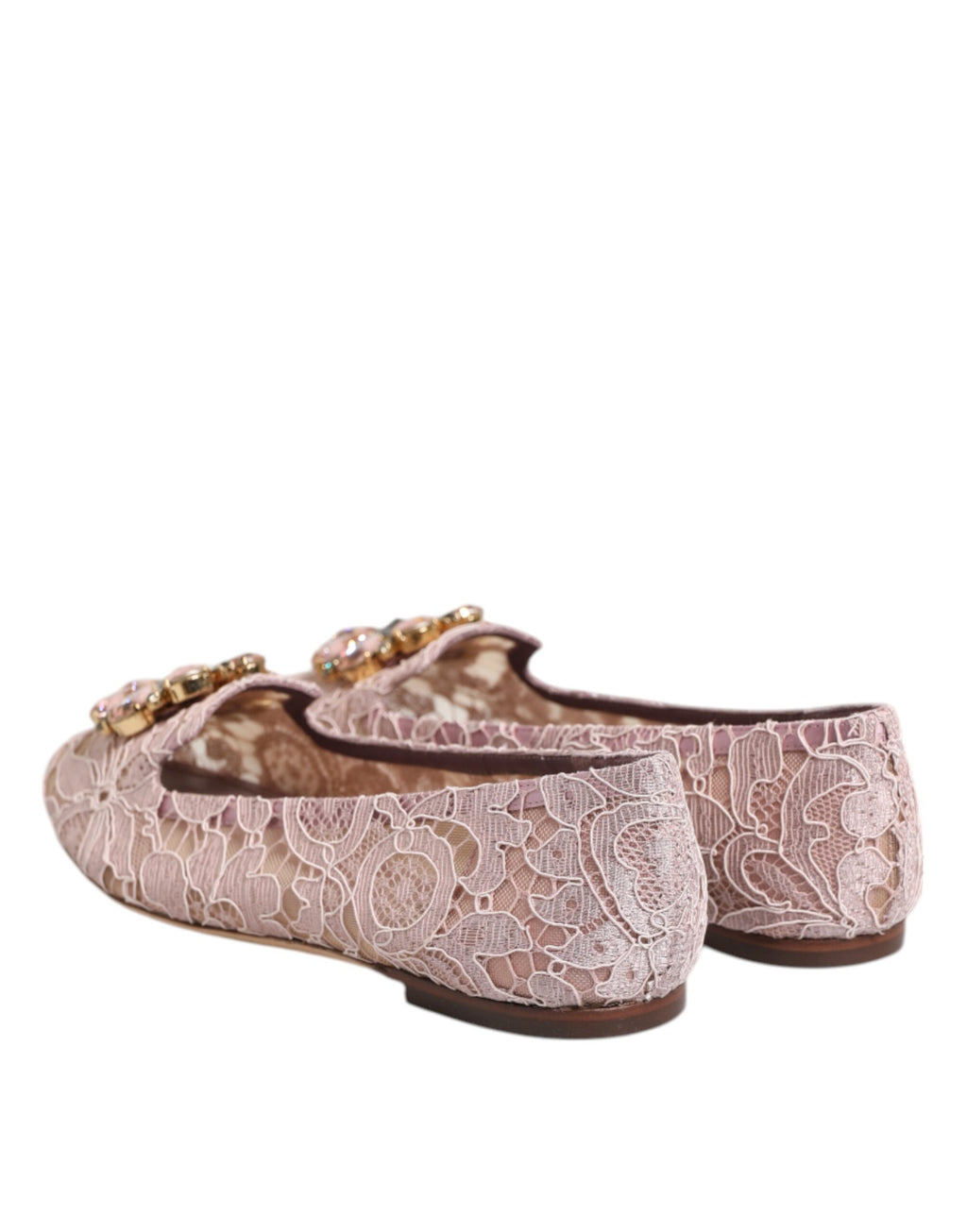 Pink Taormina Lace Crystals Flats Shoes