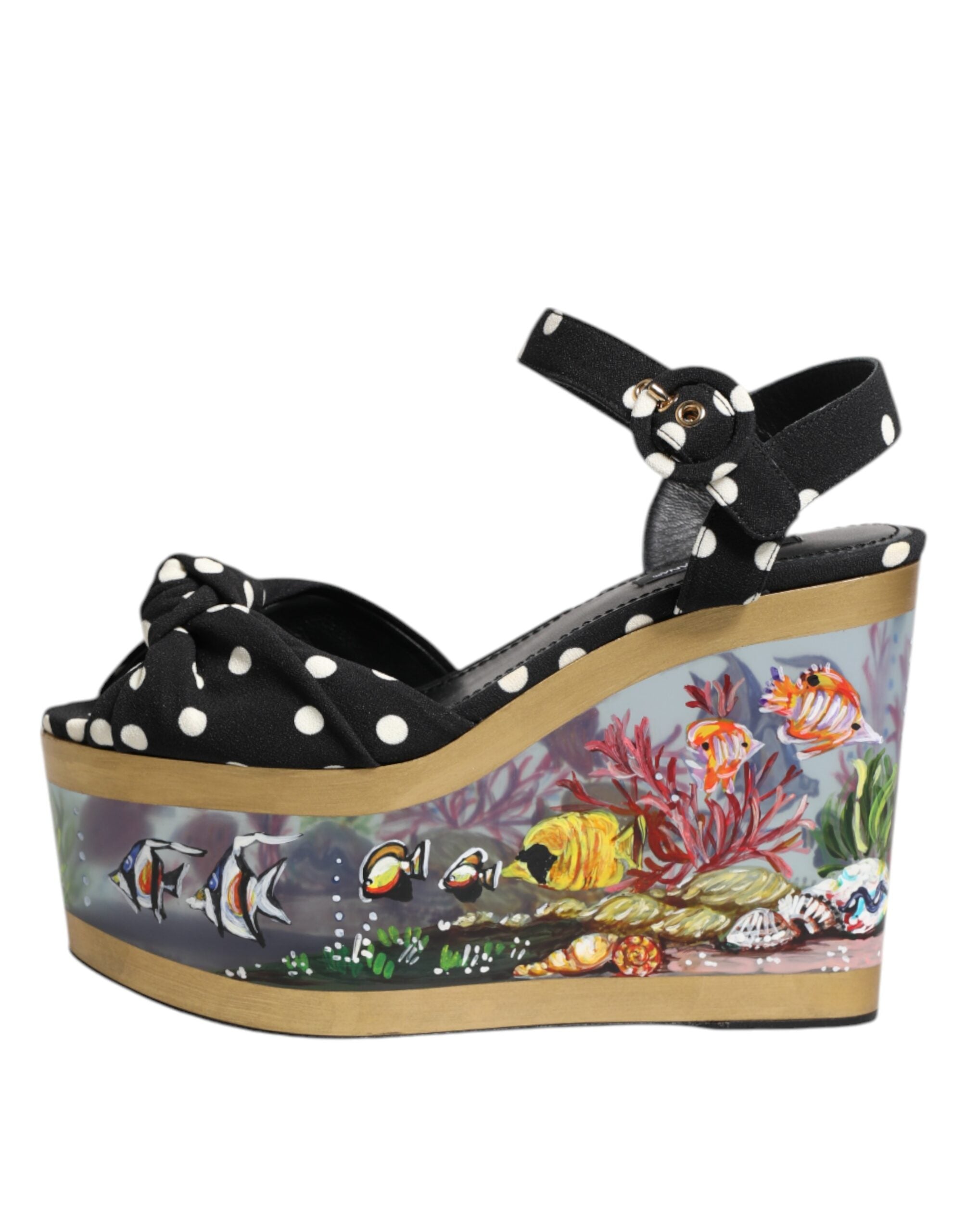 Multicolor Fish Polka Dot Wedge Sandals Shoes