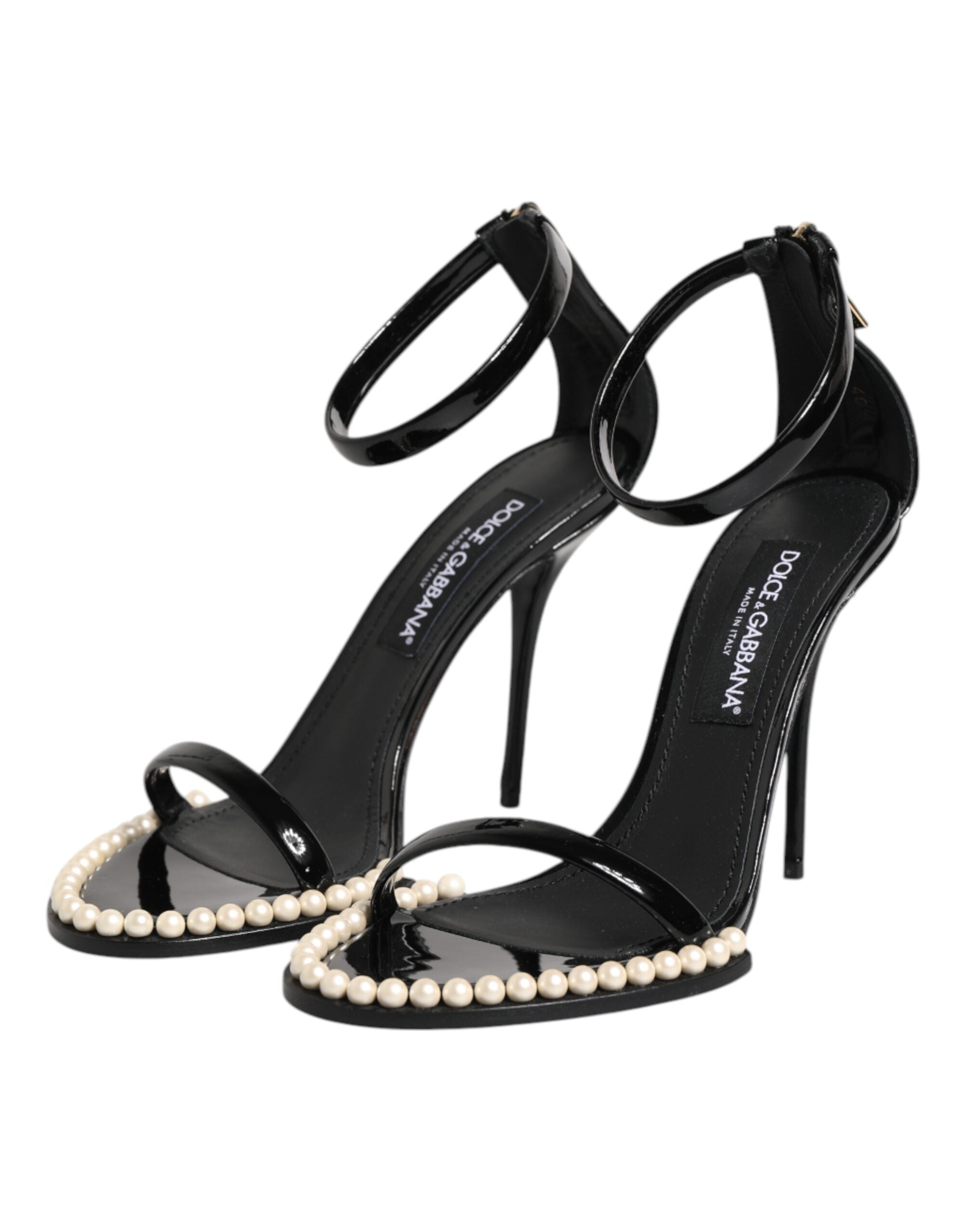 Black KEIRA Pearl Embellished Sandals Shoes