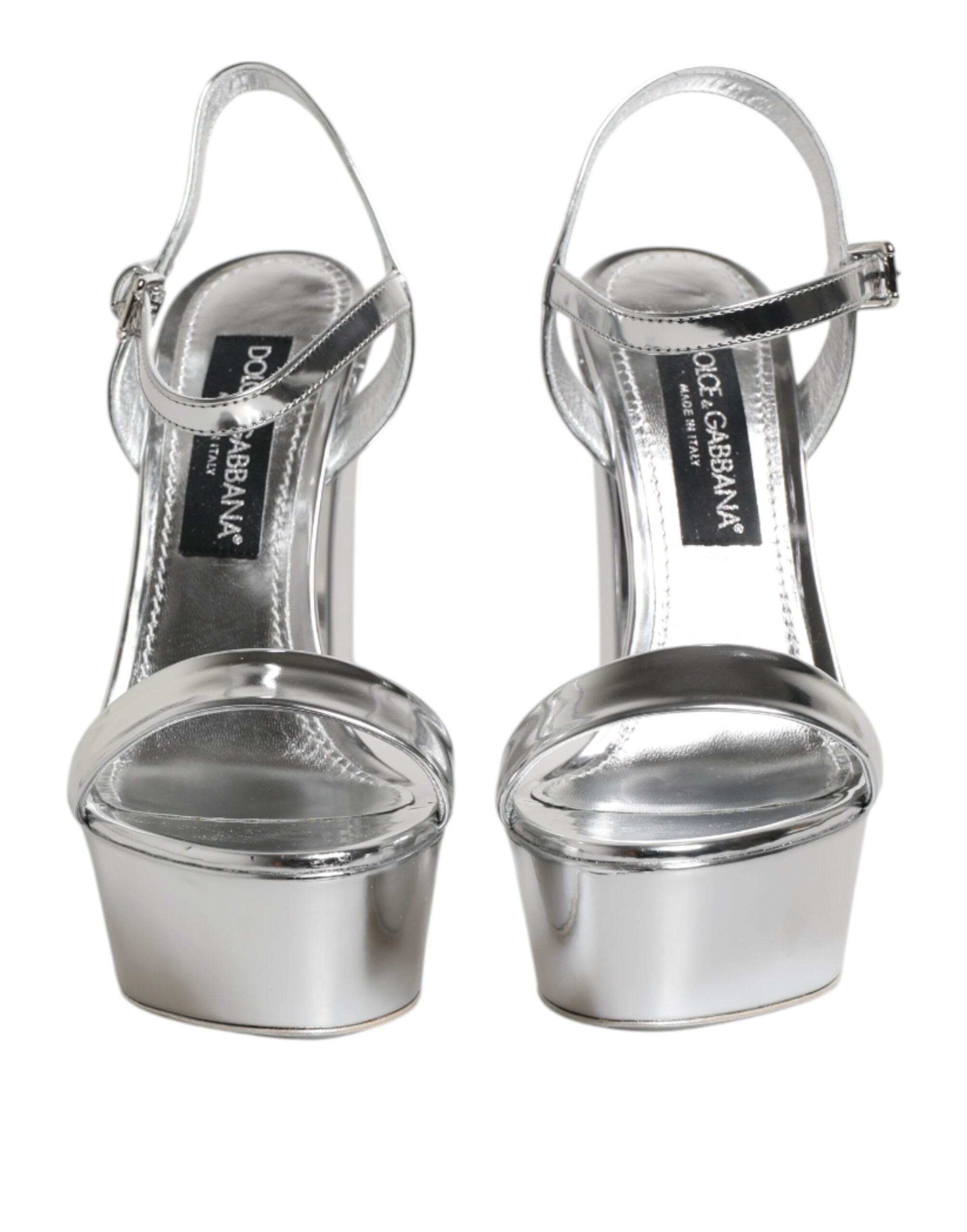 Silver Leather Platform Keira Sandals Shoes