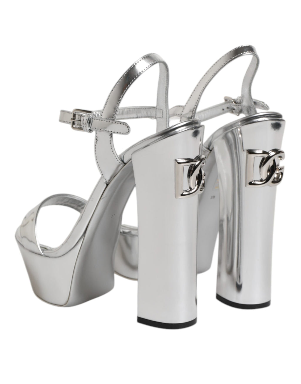 Silver Leather Platform Keira Sandals Shoes