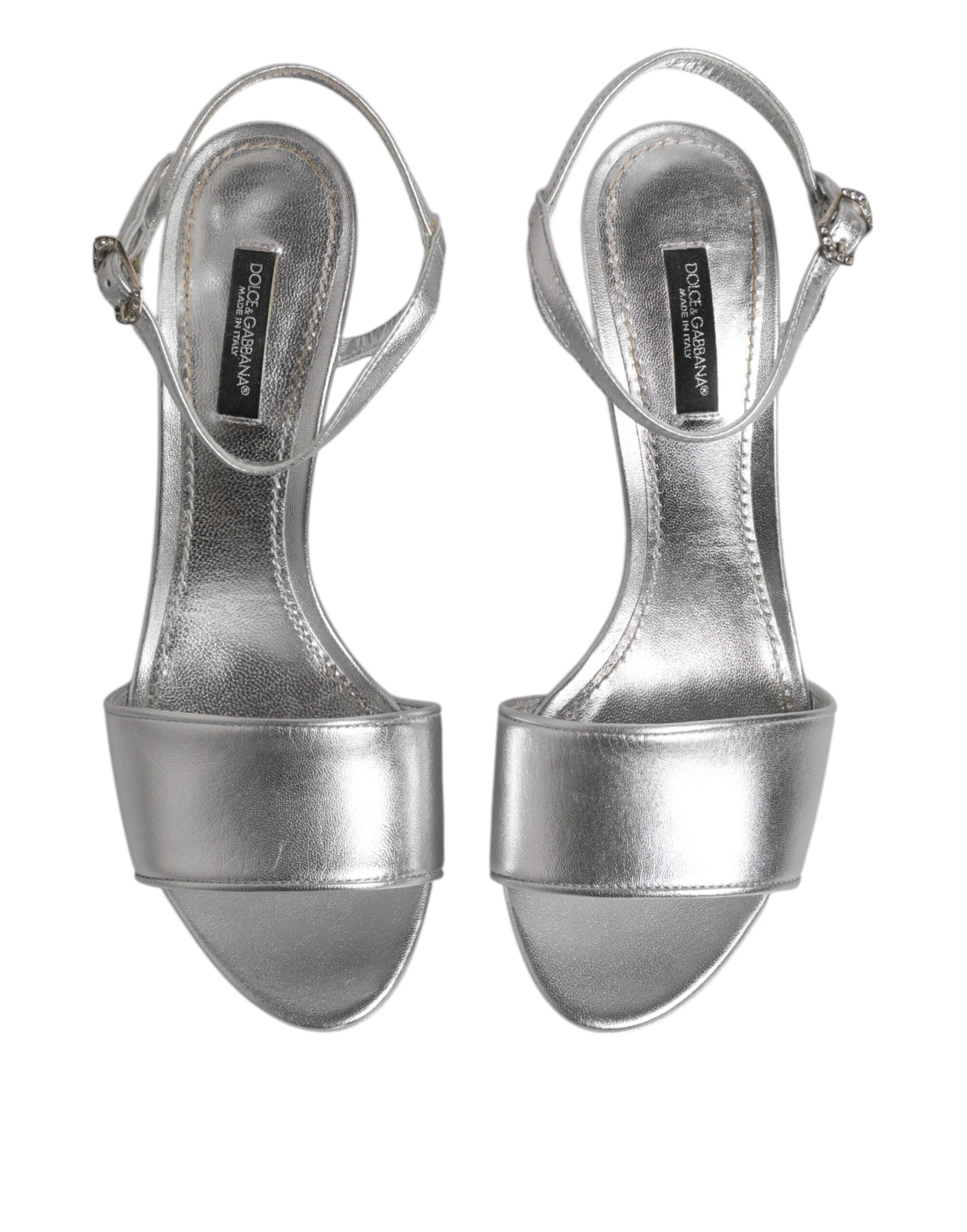 Silver Leather DG Heels Keira Sandals Shoes