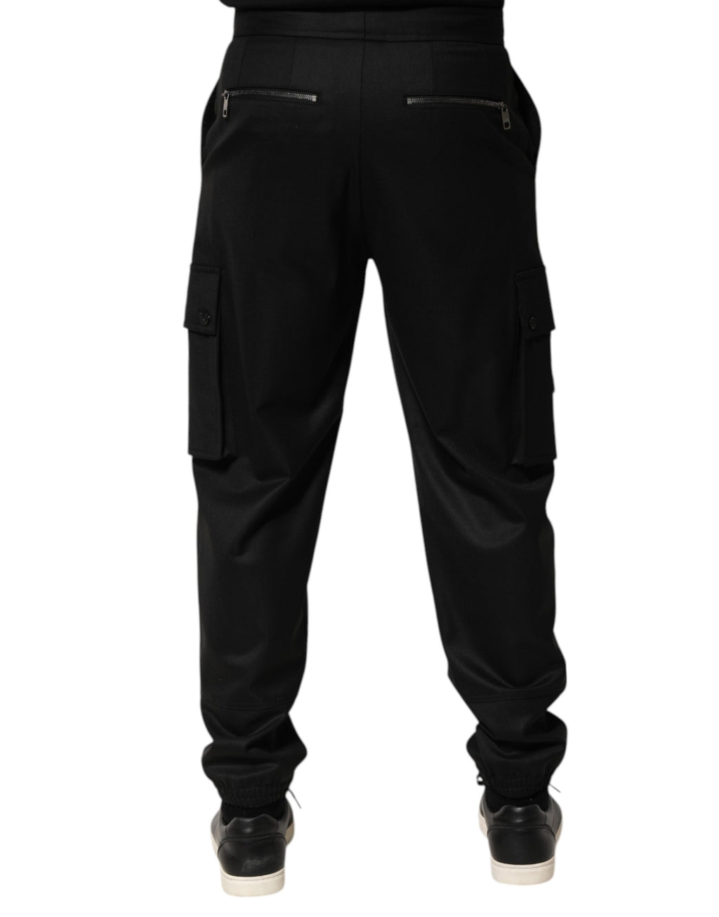Solid Black Cargo Jogger Men Sweatpants Pants