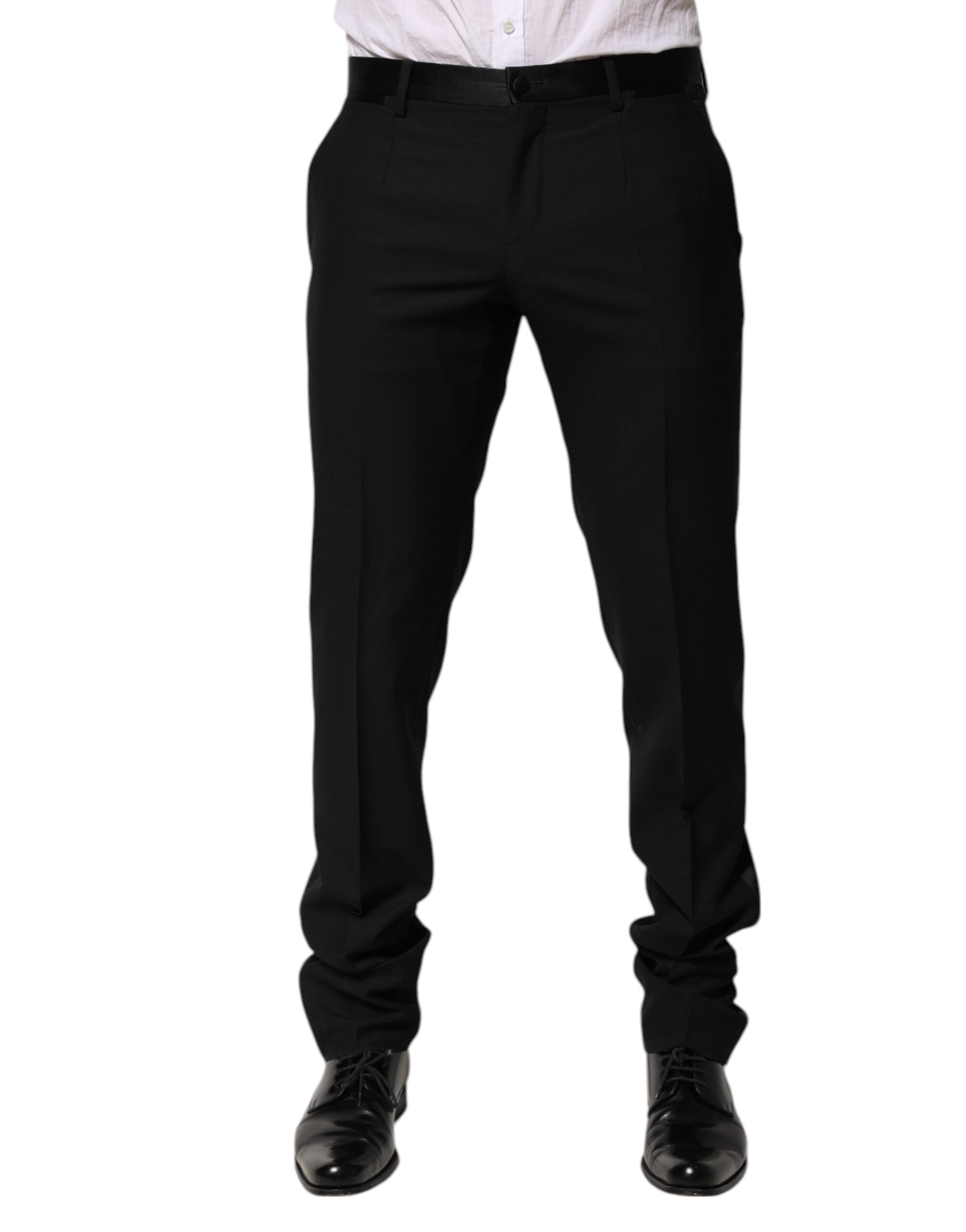 Black Wool Tapered Formal Men Dress Pants