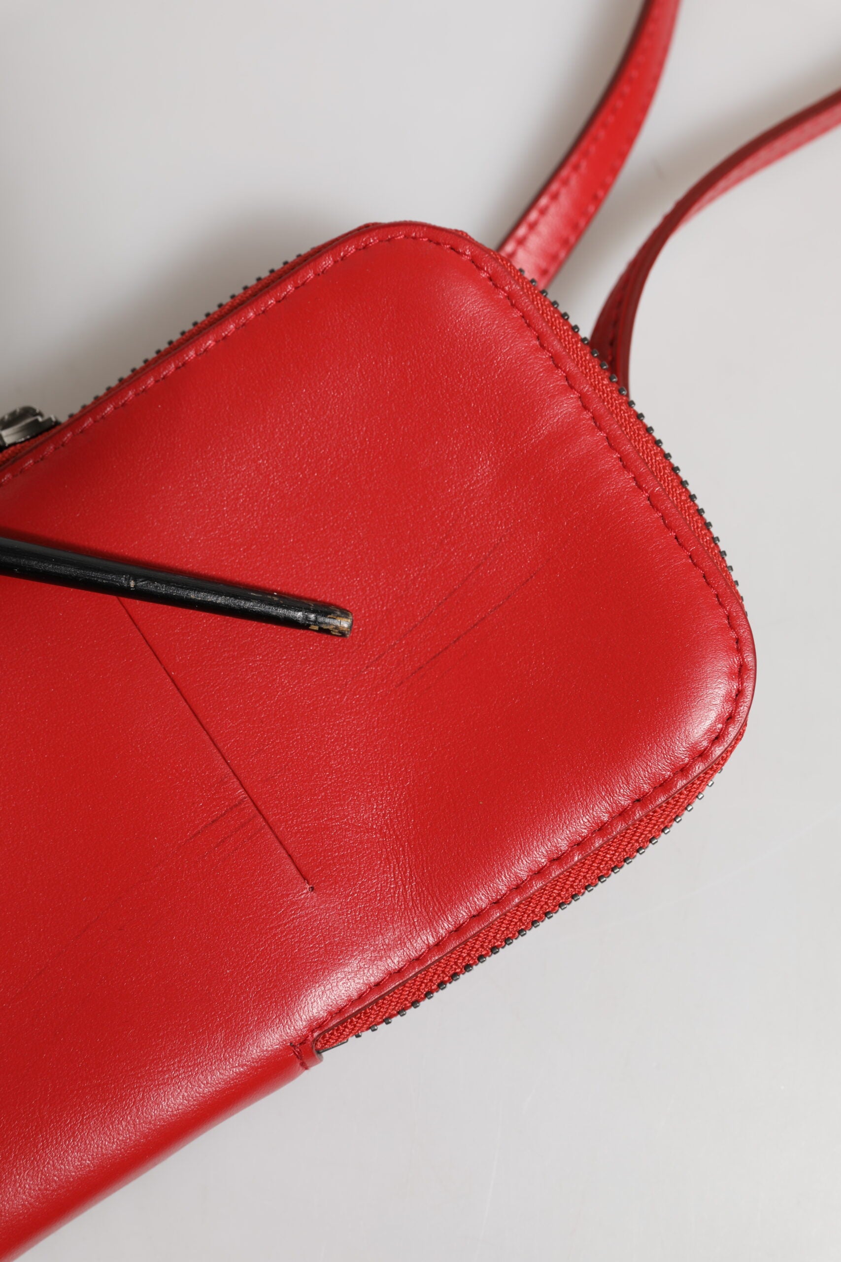 Red Leather Purse Phone Sling Crossbody Neck Strap Bag