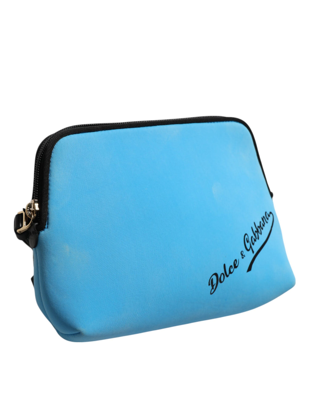 Blue Nylon DG Logo Print Clutch Zip Pouch Bag